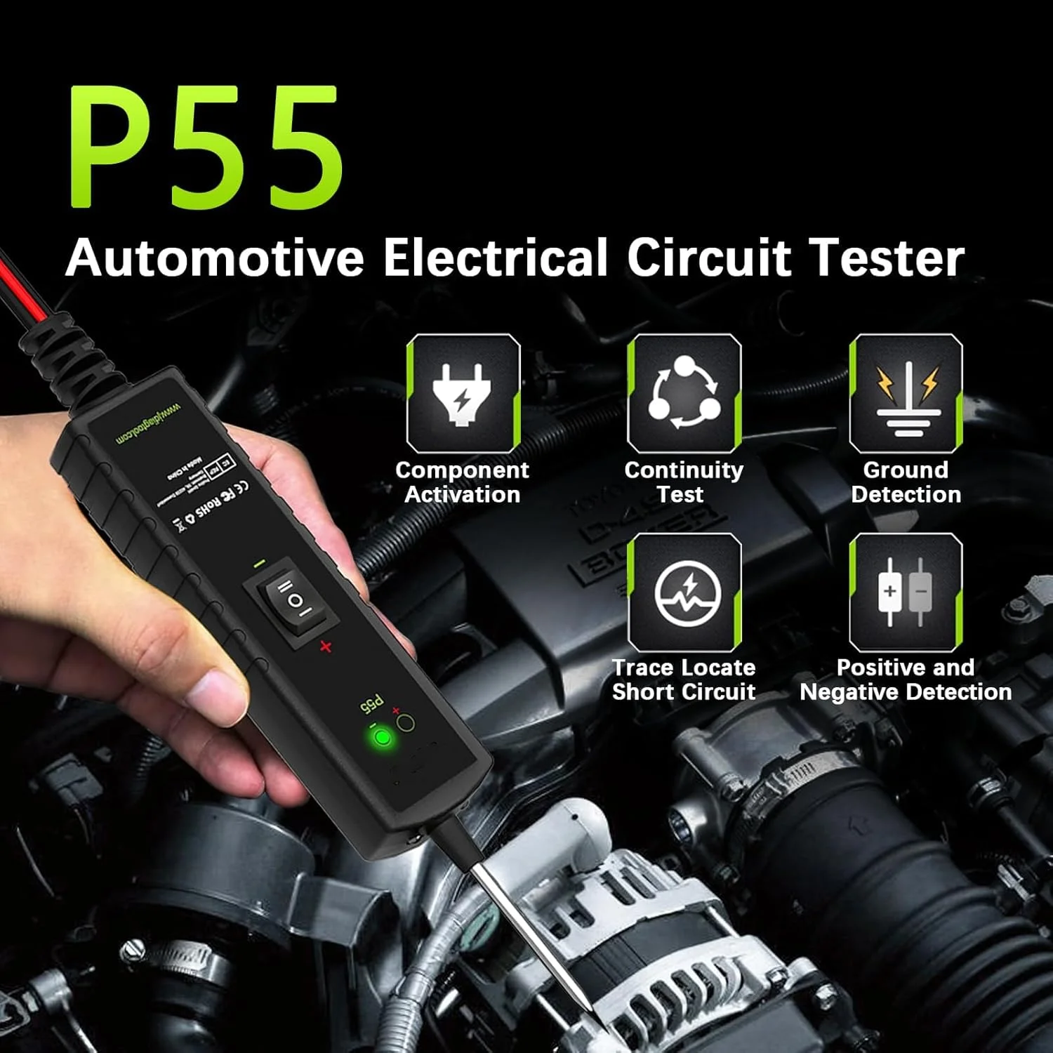 تستر مدار الکتریکی KASTWAVE P55، تستر پیوستگی و فعال سازی قطعات 12V-24V، تستر چراغ تریلر، یاب اتصال کوتاه، سیم جامپر محافظت شده در برابر اضافه بار تستر مدار الکتریکی KASTWAVE P55، تستر پیوستگی و فعال سازی قطعات 12V-24V، تستر چراغ تریلر، یاب اتصال کوتاه، سیم جامپر محافظت شده در برابر اضافه بار