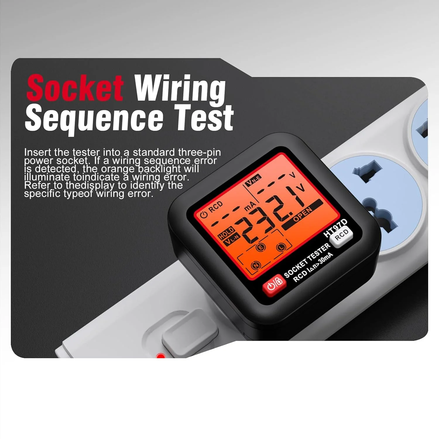 تستر پریز برق KASTWAVE GFCI با نمایشگر LCD برای استفاده خانگی و حرفه ای، آشکارساز پریز برق 260 ولت AC، تستر ولتاژ الکتریکی استاندارد 3 سیم، بررسی کننده سوکت با 6 نشانگر بصری، راهنمای سیم کشی تستر پریز برق KASTWAVE GFCI با نمایشگر LCD برای استفاده خانگی و حرفه ای، آشکارساز پریز برق 260 ولت AC، تستر ولتاژ الکتریکی استاندارد 3 سیم، بررسی کننده سوکت با 6 نشانگر بصری، راهنمای سیم کشی