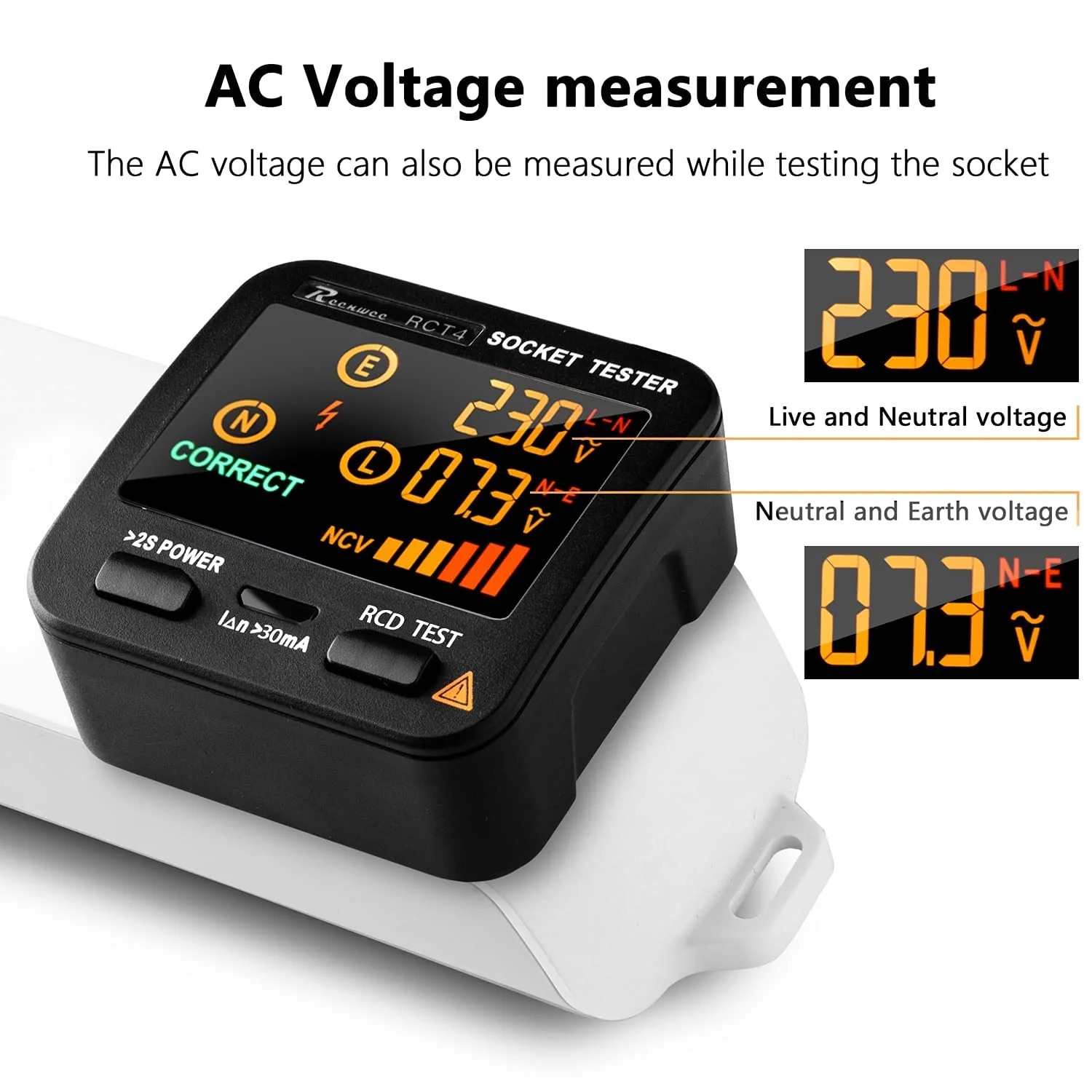 تستر پریز برق با نمایشگر ولتاژ LCD، آنالیزور مدار RCD/GFCI، آشکارساز پلاریته و تستر نشتی، بررسی کننده خطای خط با 8 نشانگر بصری - عیب یاب سیم کشی پریز برق تستر پریز برق با نمایشگر ولتاژ LCD، آنالیزور مدار RCD/GFCI، آشکارساز پلاریته و تستر نشتی، بررسی کننده خطای خط با 8 نشانگر بصری - عیب یاب سیم کشی پریز برق