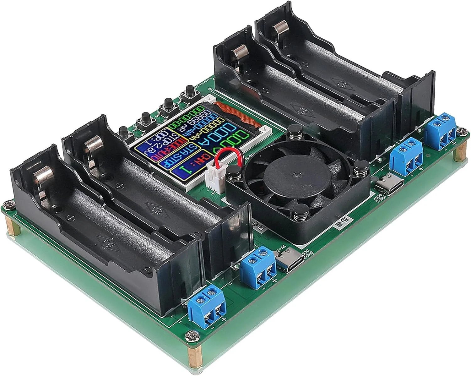 تستر باتری 18650، آشکارساز ظرفیت 4 کاناله، ماژول دیجیتال اندازه گیری توان، تغذیه از طریق USB Type-C، اندازه گیری MAh MWh، 1 عدد تستر باتری 18650، آشکارساز ظرفیت 4 کاناله، ماژول دیجیتال اندازه گیری توان، تغذیه از طریق USB Type-C، اندازه گیری MAh MWh، 1 عدد