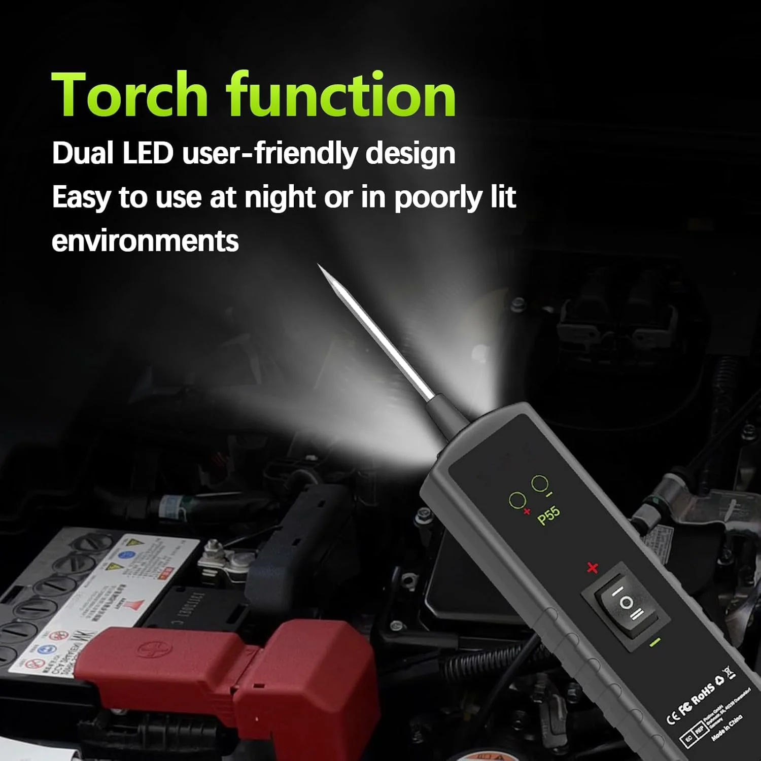 تستر مدار الکتریکی KASTWAVE P55، تستر پیوستگی و فعال سازی قطعات 12V-24V، تستر چراغ تریلر، یاب اتصال کوتاه، سیم جامپر محافظت شده در برابر اضافه بار تستر مدار الکتریکی KASTWAVE P55، تستر پیوستگی و فعال سازی قطعات 12V-24V، تستر چراغ تریلر، یاب اتصال کوتاه، سیم جامپر محافظت شده در برابر اضافه بار