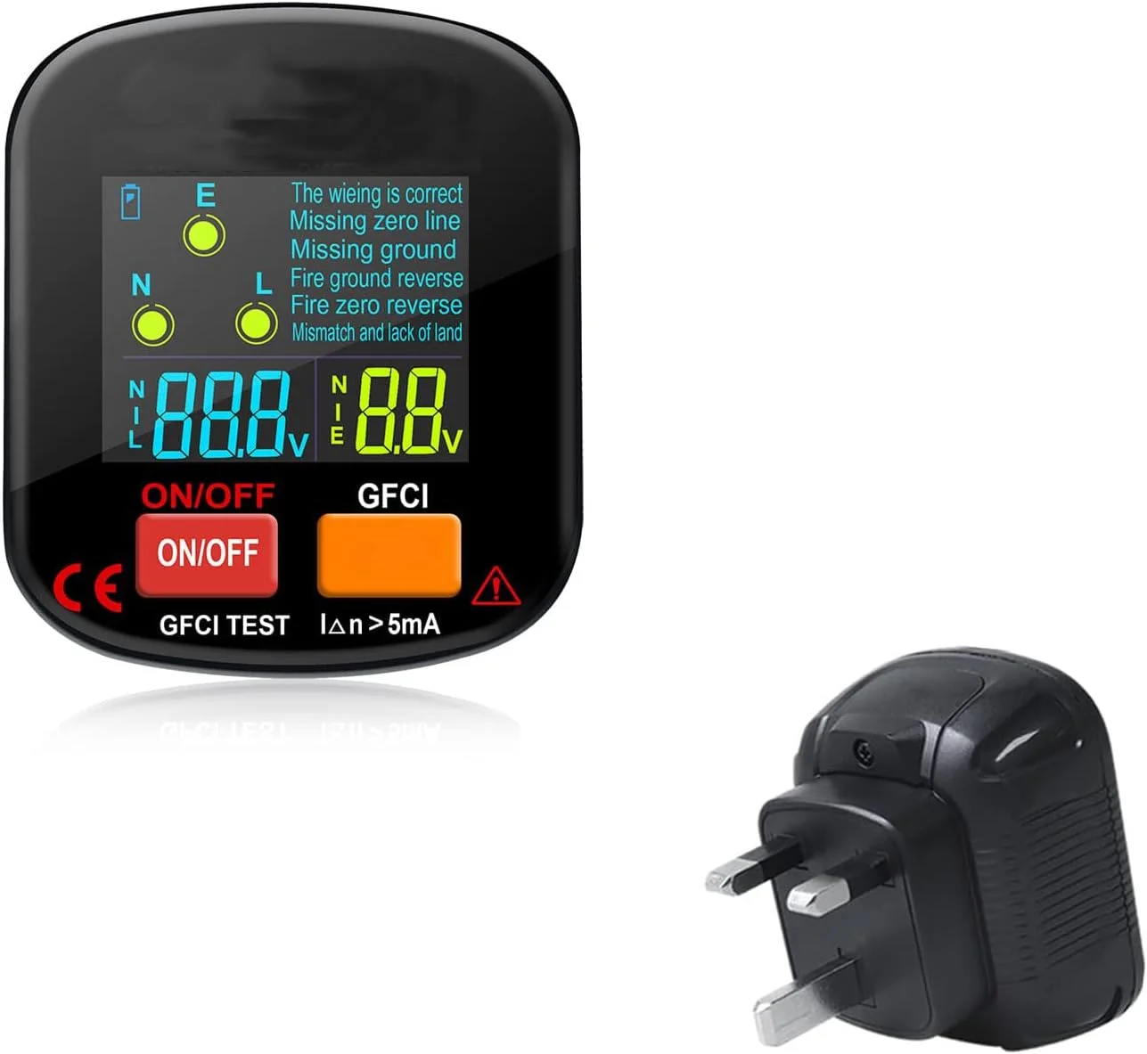 تستر پریز برق KASTWAVE 90-130V GFCI، تستر سوکت 3 شاخه با نمایشگر ولتاژ، تشخیص مشکلات سیم کشی و خطاها، ابزار ضروری الکتریکی تستر پریز برق KASTWAVE 90-130V GFCI، تستر سوکت 3 شاخه با نمایشگر ولتاژ، تشخیص مشکلات سیم کشی و خطاها، ابزار ضروری الکتریکی