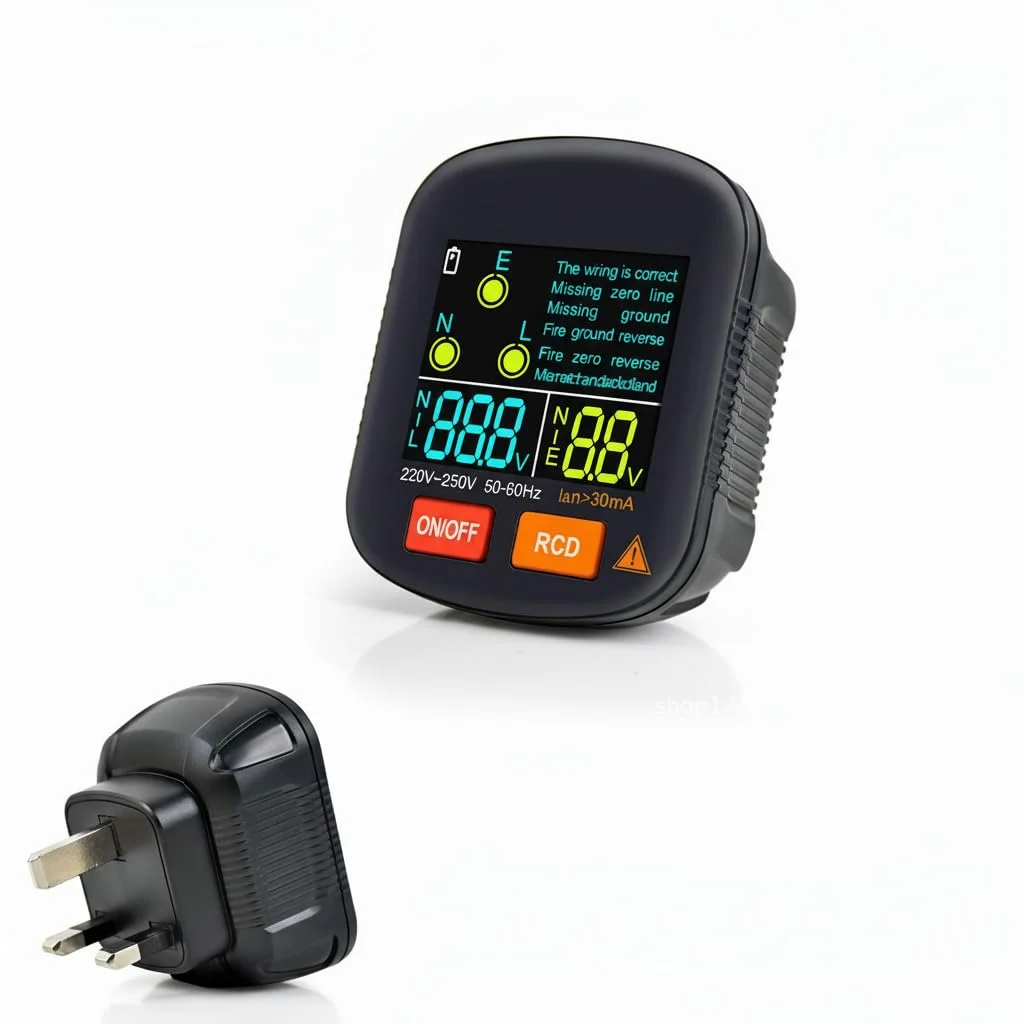 تستر مدار و پریز KASTWAVE GFCI، تستر مدار GFCI حرفه ای با صفحه نمایش LCD، تستر پریز و خروجی قابل اعتماد برای ایمنی خانه، سازگار با دوشاخه UK تستر مدار و پریز KASTWAVE GFCI، تستر مدار GFCI حرفه ای با صفحه نمایش LCD، تستر پریز و خروجی قابل اعتماد برای ایمنی خانه، سازگار با دوشاخه UK