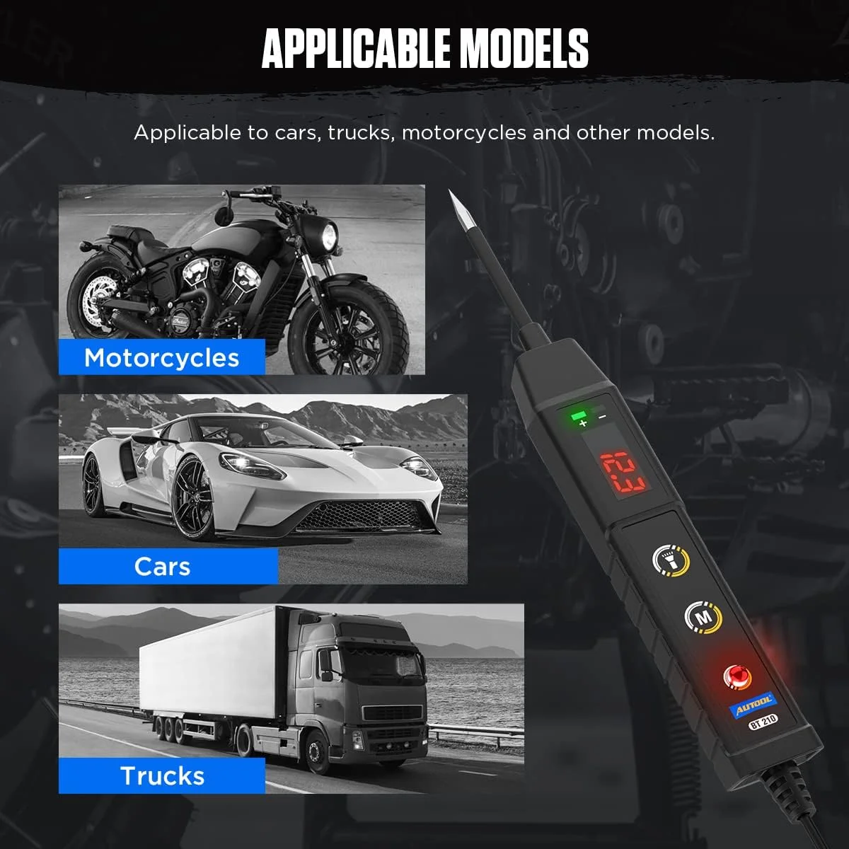 تستر مدار خودرو LED ممتاز، چراغ تست 9-30 ولت با سیم بلند 43 اینچی، پروب فولادی سخت و تیز برای تست ولتاژ پایین DC مدارهای خودرو برای ماشین، کامیون، دریایی، موتورسیکلت، SUV تستر مدار خودرو LED ممتاز، چراغ تست 9-30 ولت با سیم بلند 43 اینچی، پروب فولادی سخت و تیز برای تست ولتاژ پایین DC مدارهای خودرو برای ماشین، کامیون، دریایی، موتورسیکلت، SUV