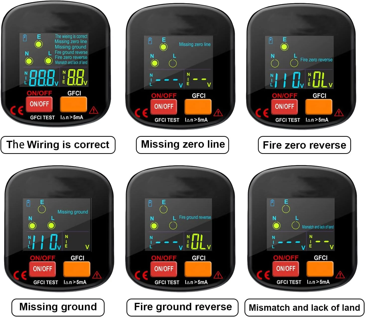 تستر پریز برق KASTWAVE 90-130V GFCI، تستر سوکت 3 شاخه با نمایشگر ولتاژ، تشخیص مشکلات سیم کشی و خطاها، ابزار ضروری الکتریکی تستر پریز برق KASTWAVE 90-130V GFCI، تستر سوکت 3 شاخه با نمایشگر ولتاژ، تشخیص مشکلات سیم کشی و خطاها، ابزار ضروری الکتریکی