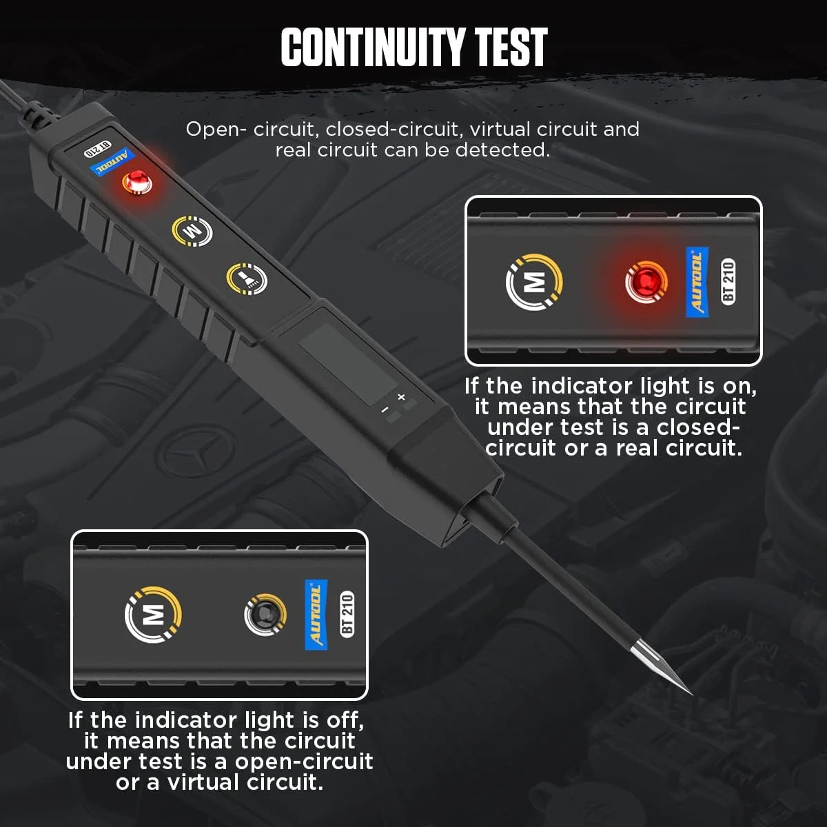 تستر مدار خودرو LED ممتاز، چراغ تست 9-30 ولت با سیم بلند 43 اینچی، پروب فولادی سخت و تیز برای تست ولتاژ پایین DC مدارهای خودرو برای ماشین، کامیون، دریایی، موتورسیکلت، SUV تستر مدار خودرو LED ممتاز، چراغ تست 9-30 ولت با سیم بلند 43 اینچی، پروب فولادی سخت و تیز برای تست ولتاژ پایین DC مدارهای خودرو برای ماشین، کامیون، دریایی، موتورسیکلت، SUV