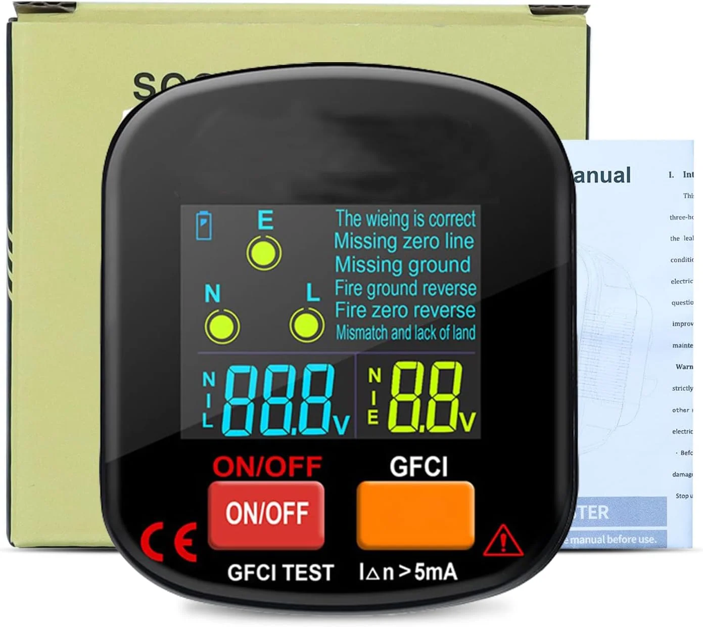 تستر پریز برق KASTWAVE 90-130V GFCI، تستر سوکت 3 شاخه با نمایشگر ولتاژ، تشخیص مشکلات سیم کشی و خطاها، ابزار ضروری الکتریکی تستر پریز برق KASTWAVE 90-130V GFCI، تستر سوکت 3 شاخه با نمایشگر ولتاژ، تشخیص مشکلات سیم کشی و خطاها، ابزار ضروری الکتریکی