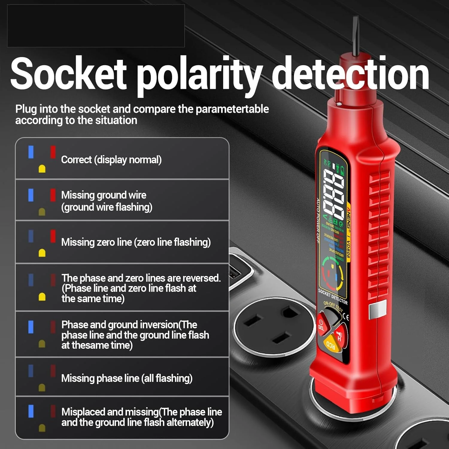 مجموعه ابزار ردیاب مدار شکن 2 در 1 با یابنده پریز و آشکارساز مدار - ردیاب مدار الکتریکی برای شناسایی سریع مدار، تشخیص سیم برق دار، بدون باتری مجموعه ابزار ردیاب مدار شکن 2 در 1 با یابنده پریز و آشکارساز مدار - ردیاب مدار الکتریکی برای شناسایی سریع مدار، تشخیص سیم برق دار، بدون باتری