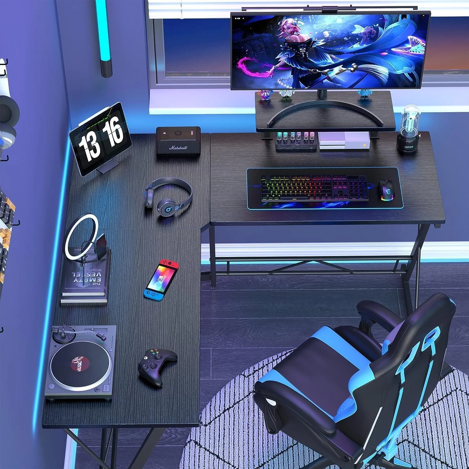 میز کامپیوتر ال شکل SKY-TOUCH | میز گیمینگ | ایستگاه کاری کامپیوتر | میز کار خانگی | میز گوشه ای میز مطالعه با پایه مانیتور قابل جابجایی برای ایستگاه کاری نوشتن مطالعه دفتر کار خانگی، 129 * 46 * 71 سانتی متر، مشکی میز کامپیوتر ال شکل SKY-TOUCH | میز گیمینگ | ایستگاه کاری کامپیوتر | میز کار خانگی | میز گوشه ای میز مطالعه با پایه مانیتور قابل جابجایی برای ایستگاه کاری نوشتن مطالعه دفتر کار خانگی، 129 * 46 * 71 سانتی متر، مشکی