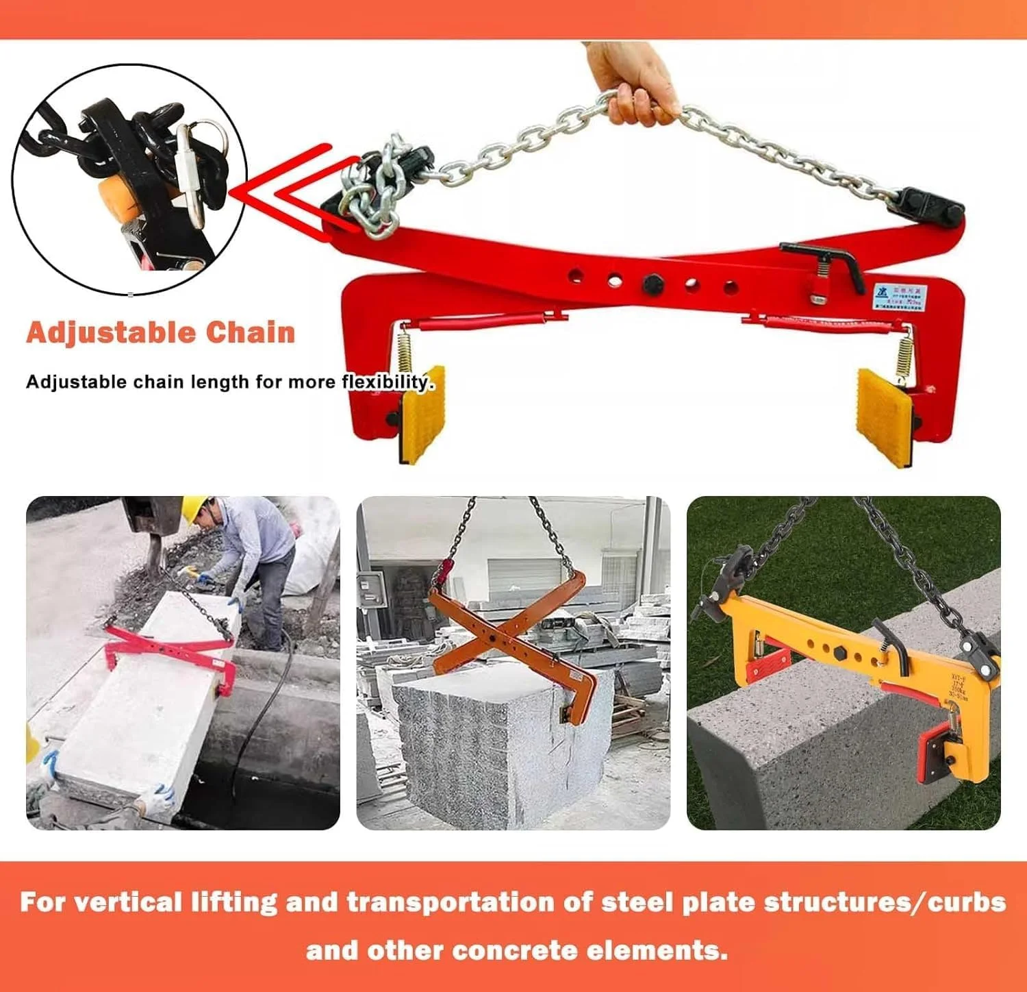 گیره بالابر اسلب زنجیری قابل تنظیم با مهره خود قفل شونده مناسب برای محوطه سازی و سایت های ساختمانی (تک رنگ کوچک)