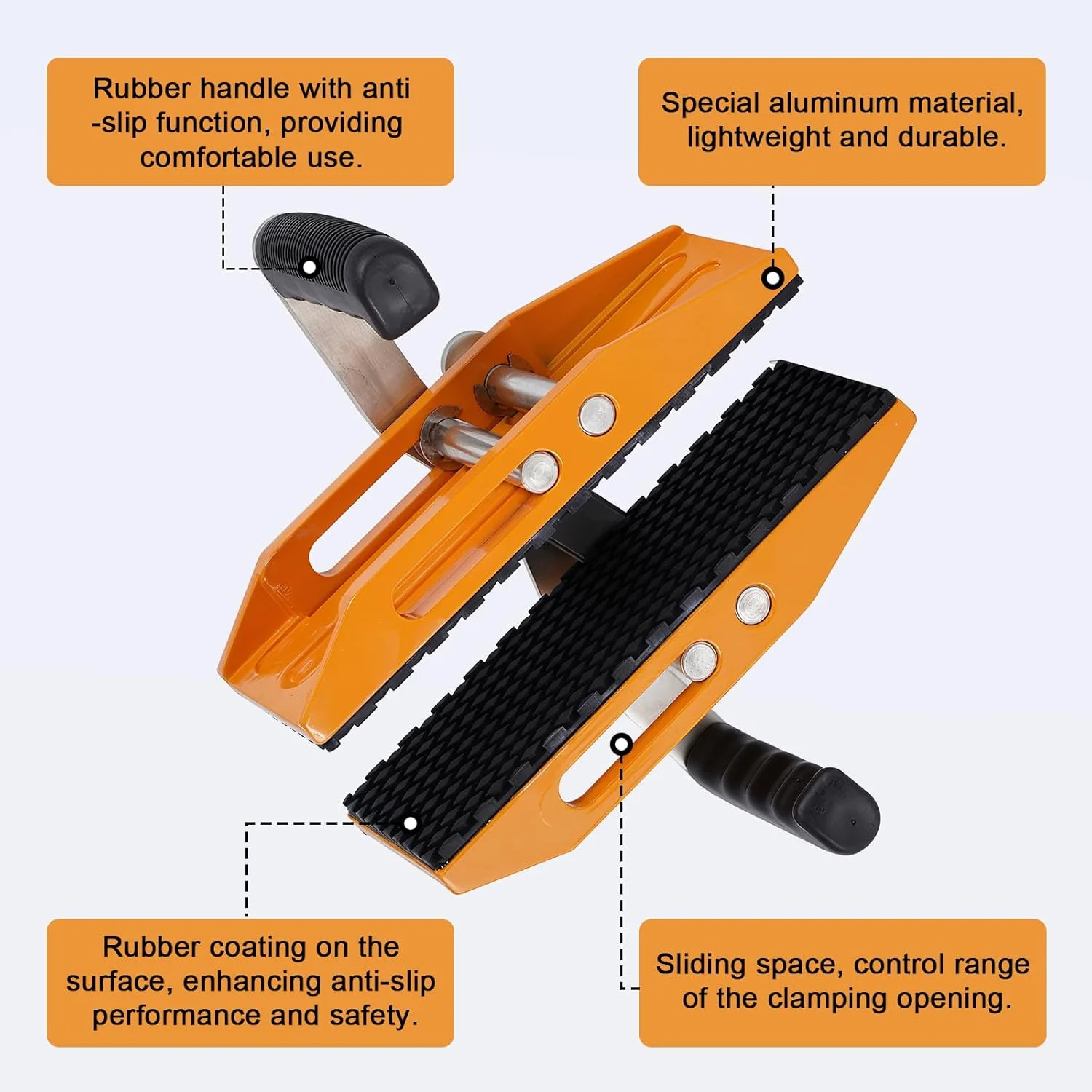 گیره حمل سنگ دو دستی BAOSHISHAN 0-60 میلی متر، ابزار حمل و بلند کردن پنل های گرانیتی، سنگین با ظرفیت 300 کیلوگرم با روکش لاستیکی برای جابجایی شیشه، کوارتز، سنگ مرمر و تخته سه لایی
