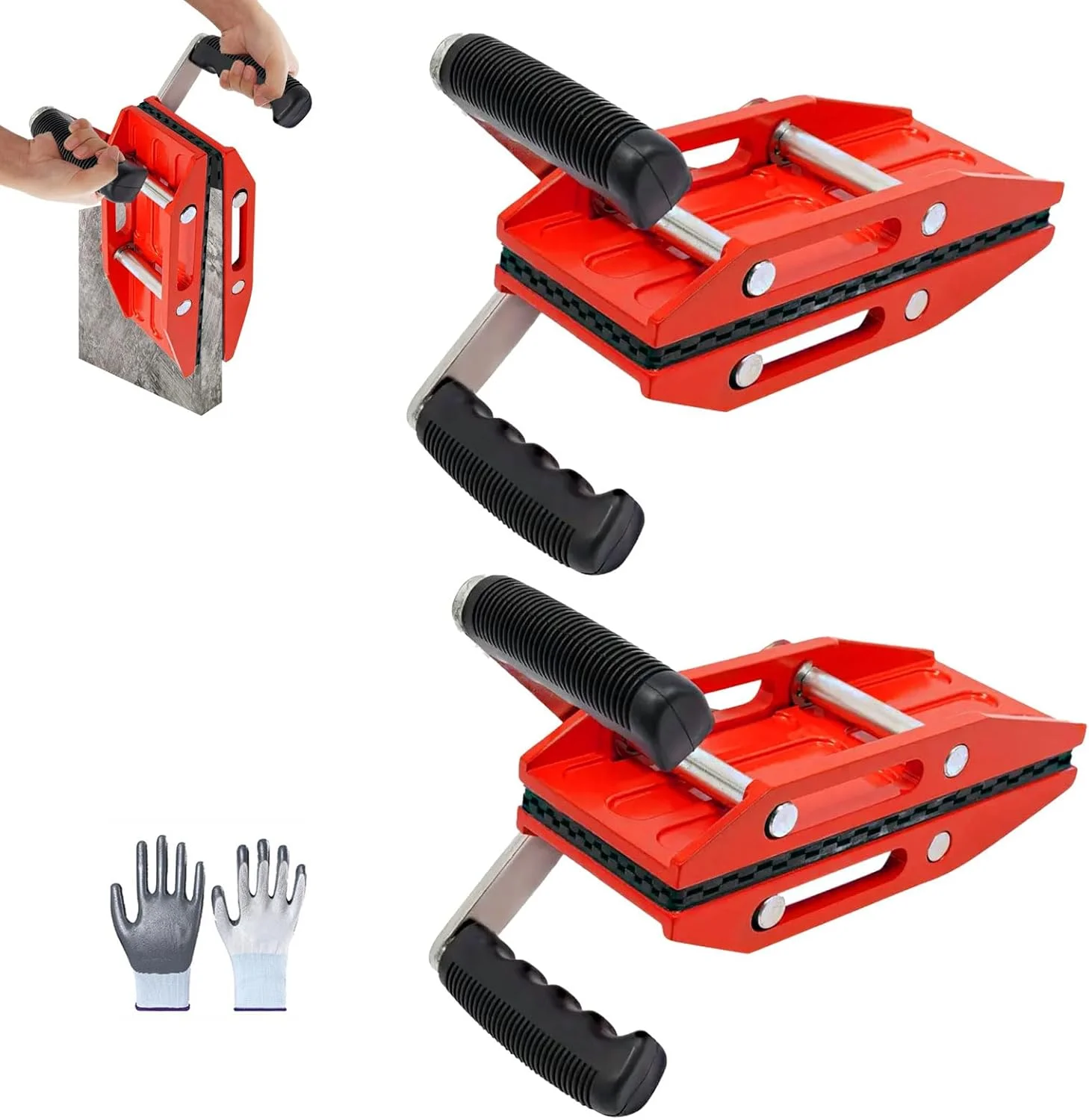 دو عدد گیره حمل سنگ دو دستی با دستکش، ابزار بالابر پنل گرانیت 0-50 میلی متر، ظرفیت بارگیری 200 کیلوگرم، ابزار بالابر سنگین با دستگیره لاستیکی برای صفحات سنگی و مرمر دو عدد گیره حمل سنگ دو دستی با دستکش، ابزار بالابر پنل گرانیت 0-50 میلی متر، ظرفیت بارگیری 200 کیلوگرم، ابزار بالابر سنگین با دستگیره لاستیکی برای صفحات سنگی و مرمر