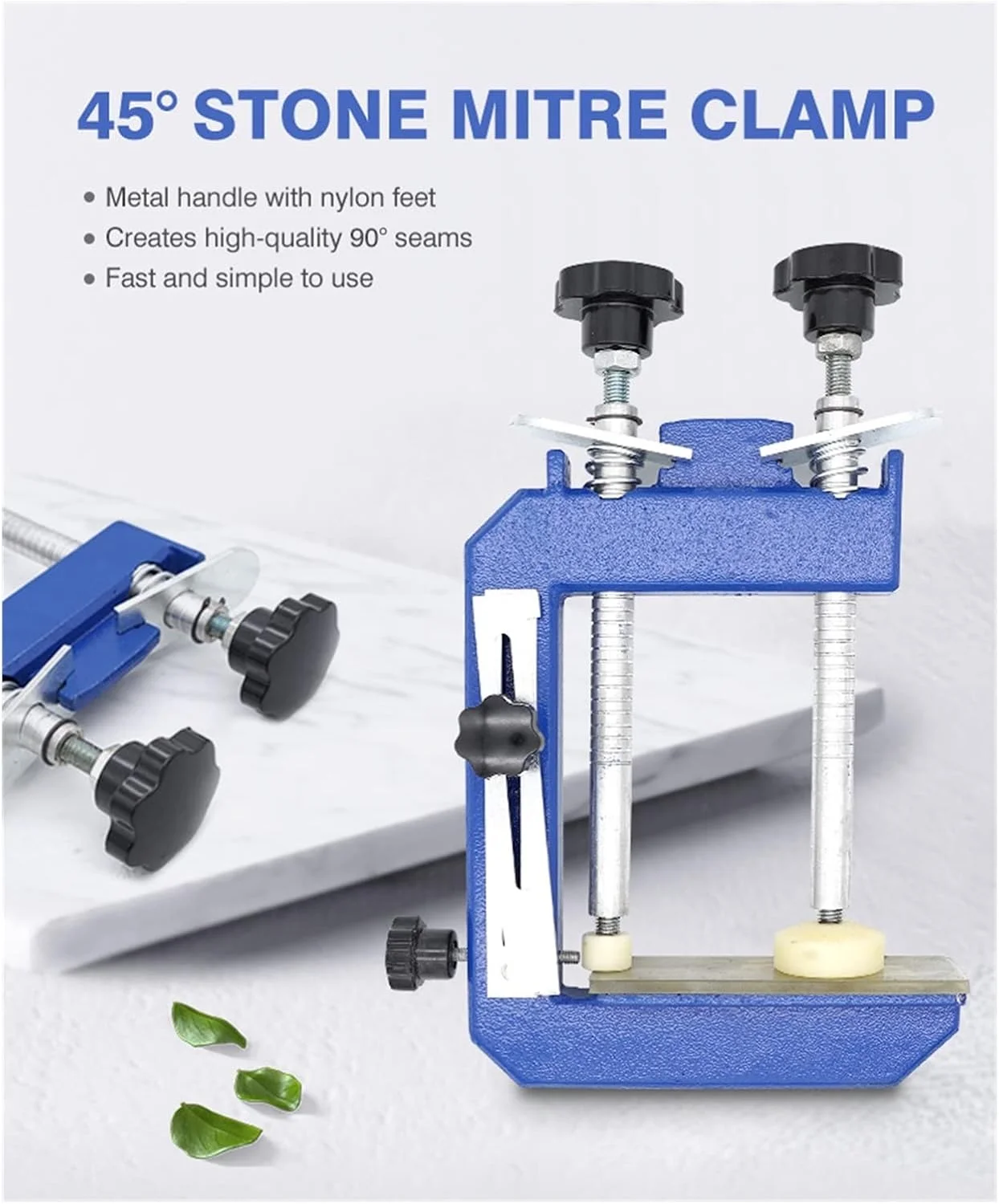 ابزار گیره میتر سنگی 45 درجه DESONIX، ابزار نصب برای گرانیت، مرمر و اتصال صفحات سنگی، با اثر تراز عالی (رنگ: نقره ای، سایز: 4)