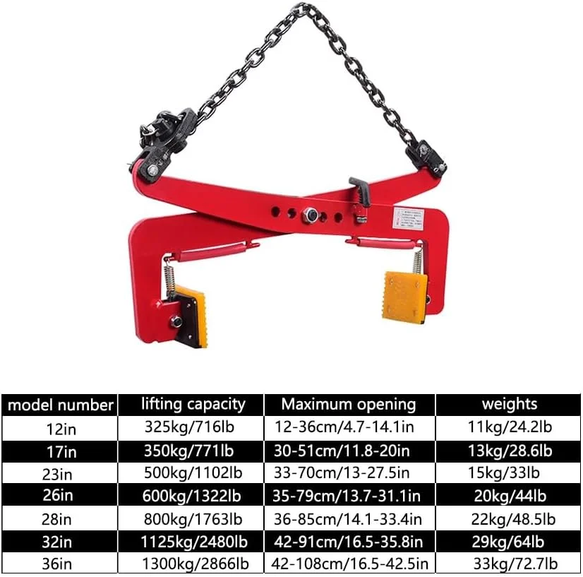 گیره بالابر اسلب گرانیتی، محدوده قابل تنظیم، گیره قیچی سنگین برای حمل و نقل عمودی سنگ، ظرفیت 1300 کیلوگرم
