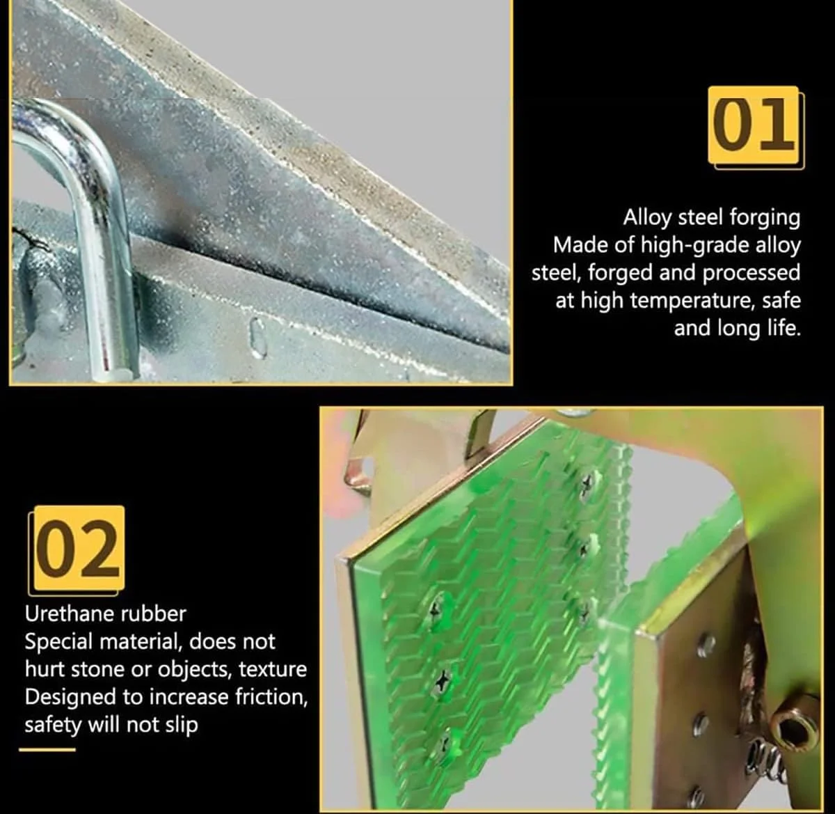 گیره بالابر سنگ، گیره زنجیری فولادی سنگین با روکش لاستیکی، ابزار جرثقیل برای بلند کردن سنگ کوارتز، مرمر و گرانیت، دهانه قابل تنظیم، 1125 کیلوگرم