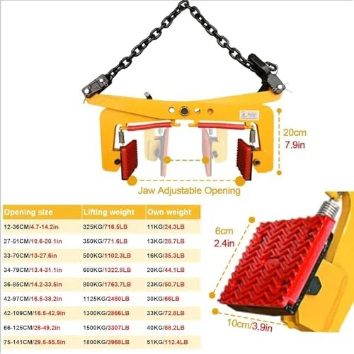 گیره بالابر سنگ، گیره قیچی قابل تنظیم سنگین برای جابجایی و حمل بلوک های بتنی، گیره بالابر اسلب گرانیت - گیره های حمل سنگ با فک پهن و سنگین برای بلند کردن آسان