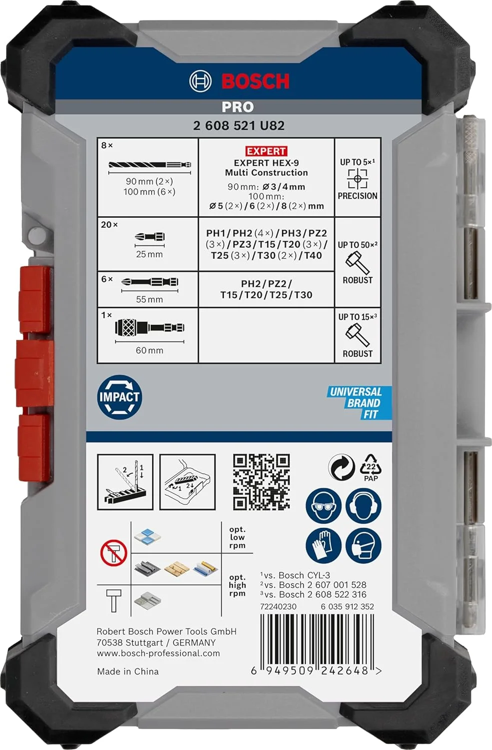 مجموعه 35 عددی بوش PRO Impact، مناسب برای بتن، کاشی نرم، 200 x 107 میلی متر، لوازم جانبی حرفه ای پیچ گوشتی
