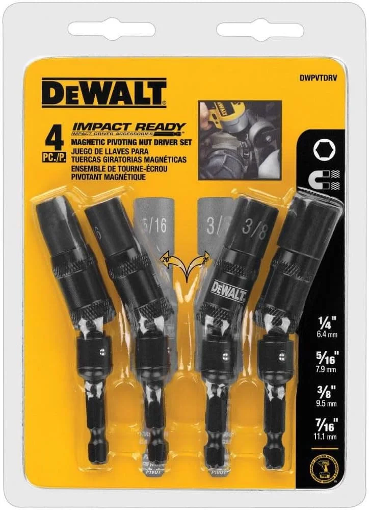 مجموعه ۴ عددی بکس پیچ گوشتی چرخشی دیوالت مدل DWPVTDRV، مشکی