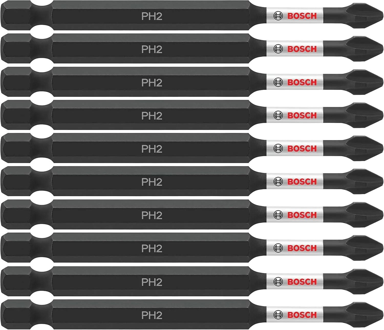 بسته 10 عددی نوک پیچ گوشتی ضربه ای بوش مدل ITPH235B سایز 2 طول 3-1/2 اینچ