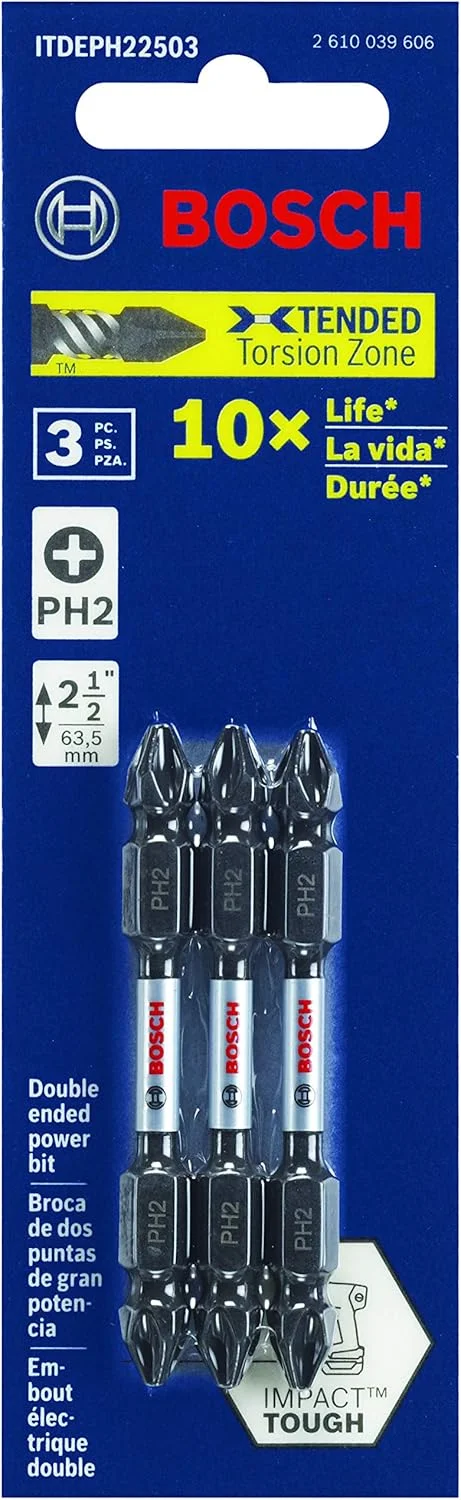 بوش ITDEPH22503 مجموعه 3 عددی نوک پیچ گوشتی دوسر 2.5 اینچی فیلیپس شماره 2