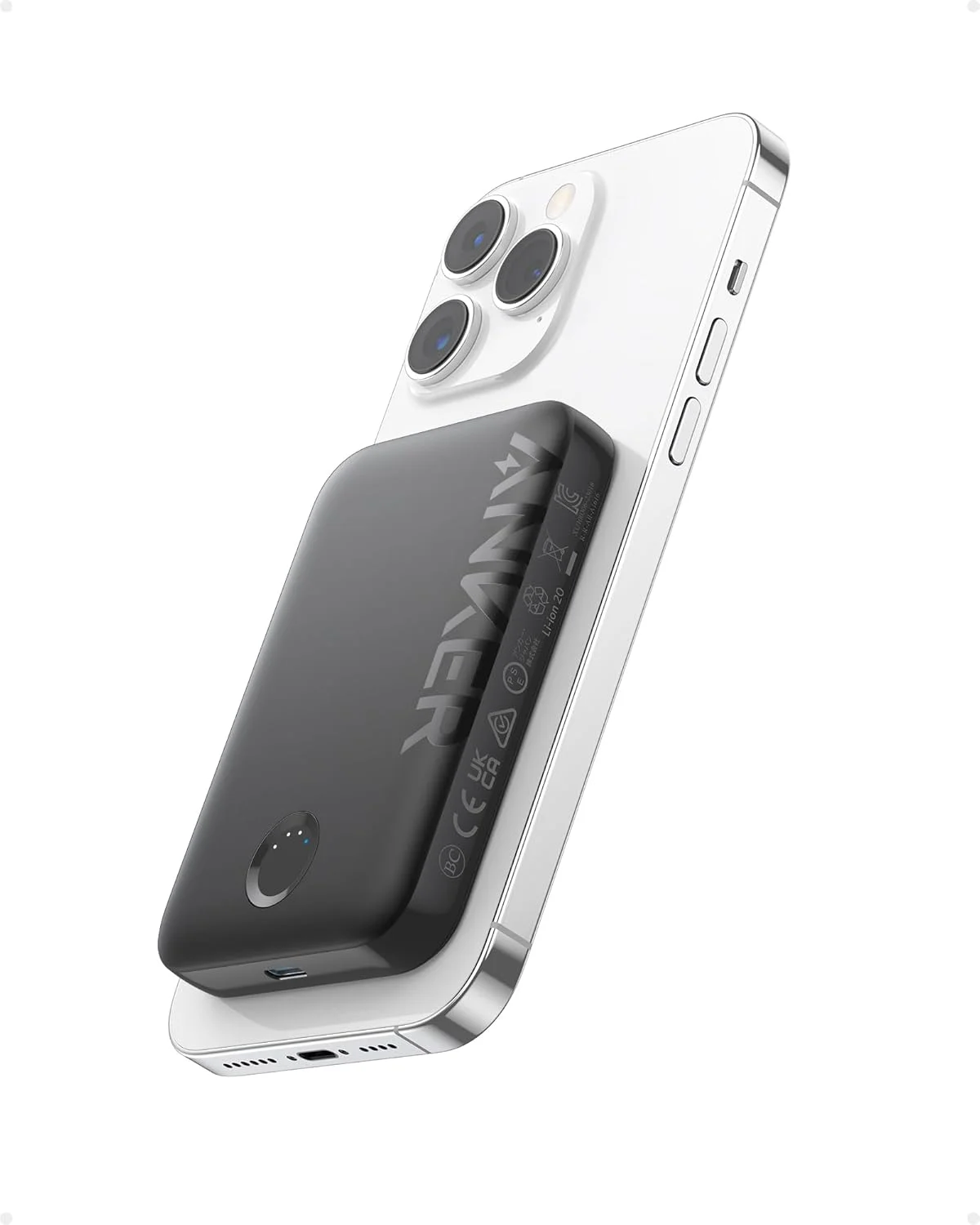 پاور بانک انکر، باتری مغناطیسی 321 (PowerCore Magnetic 5K)، شارژر بی‌سیم قابل حمل 5000 میلی آمپر ساعتی، سازگار با آیفون 16/16 پرو / 16 پلاس / 16 پرو مکس، سری آیفون 15 و 14