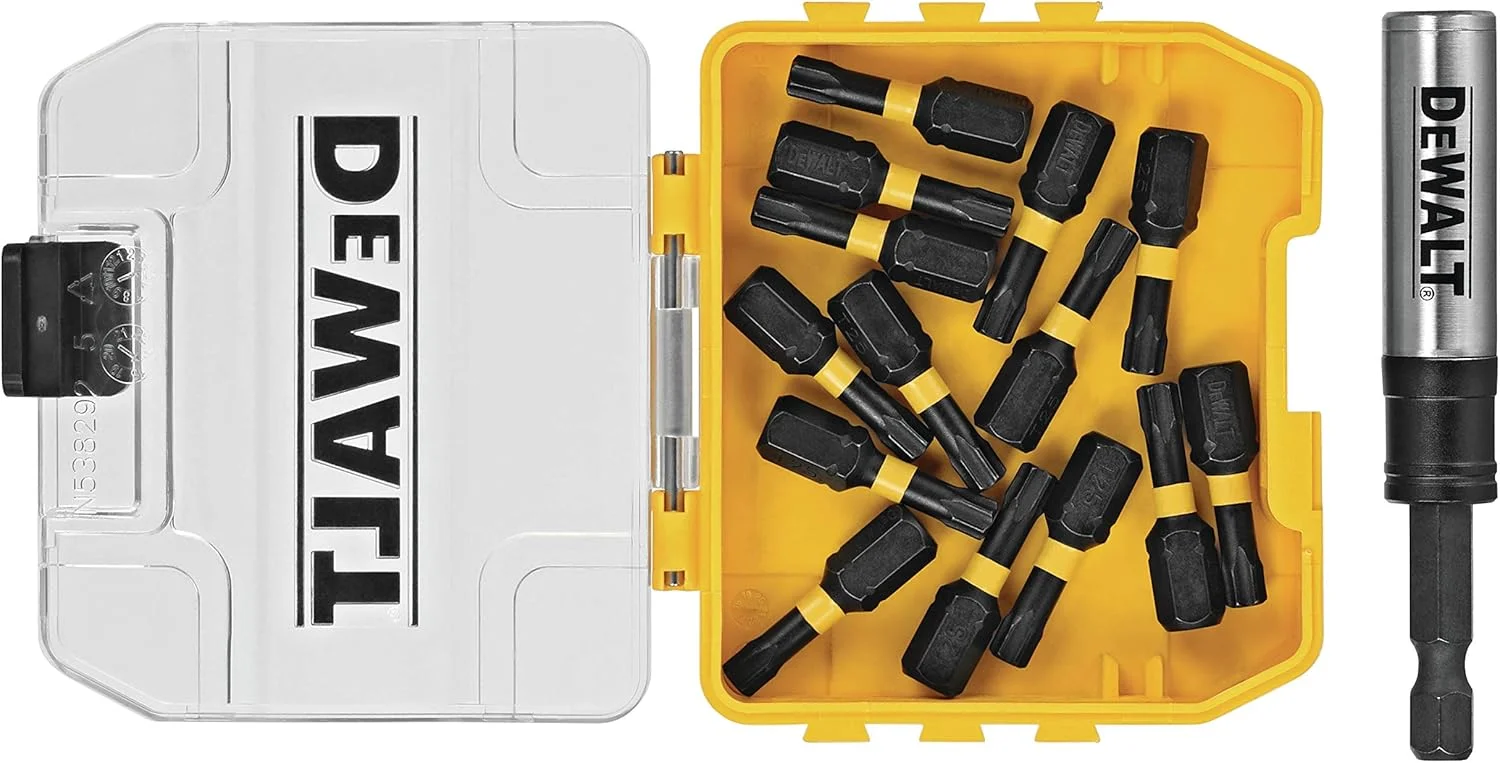 مجموعه سری پیچ گوشتی ضربه ای DEWALT FlexTorq، ستاره ای (Torx)، 1/4 اینچ در 1 اینچ، 15 عددی (DWA3HLD1TX25-15)