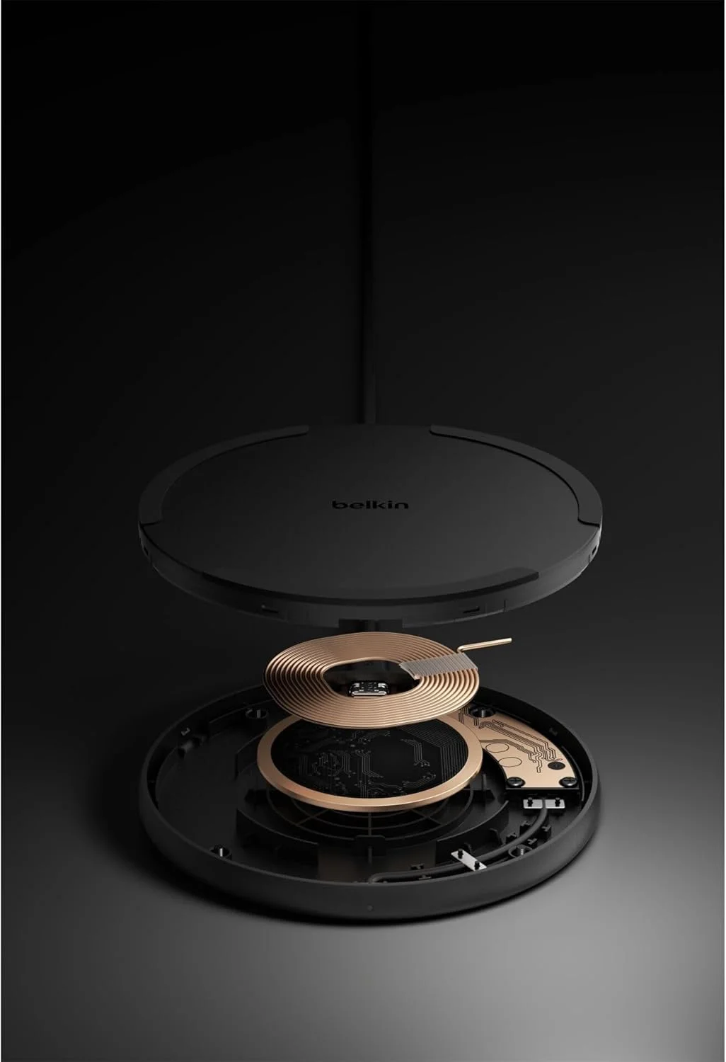 پد شارژ بی‌سیم 15 واتی بلکین - شارژر Qi، ایستگاه شارژ برای اپل آیفون 16، سری آیفون 15/14/13، ایرپادز، سامسونگ گلکسی S25، گلکسی S24، پیکسل - شامل کابل 1.5 متری (بدون PSU) - مشکی