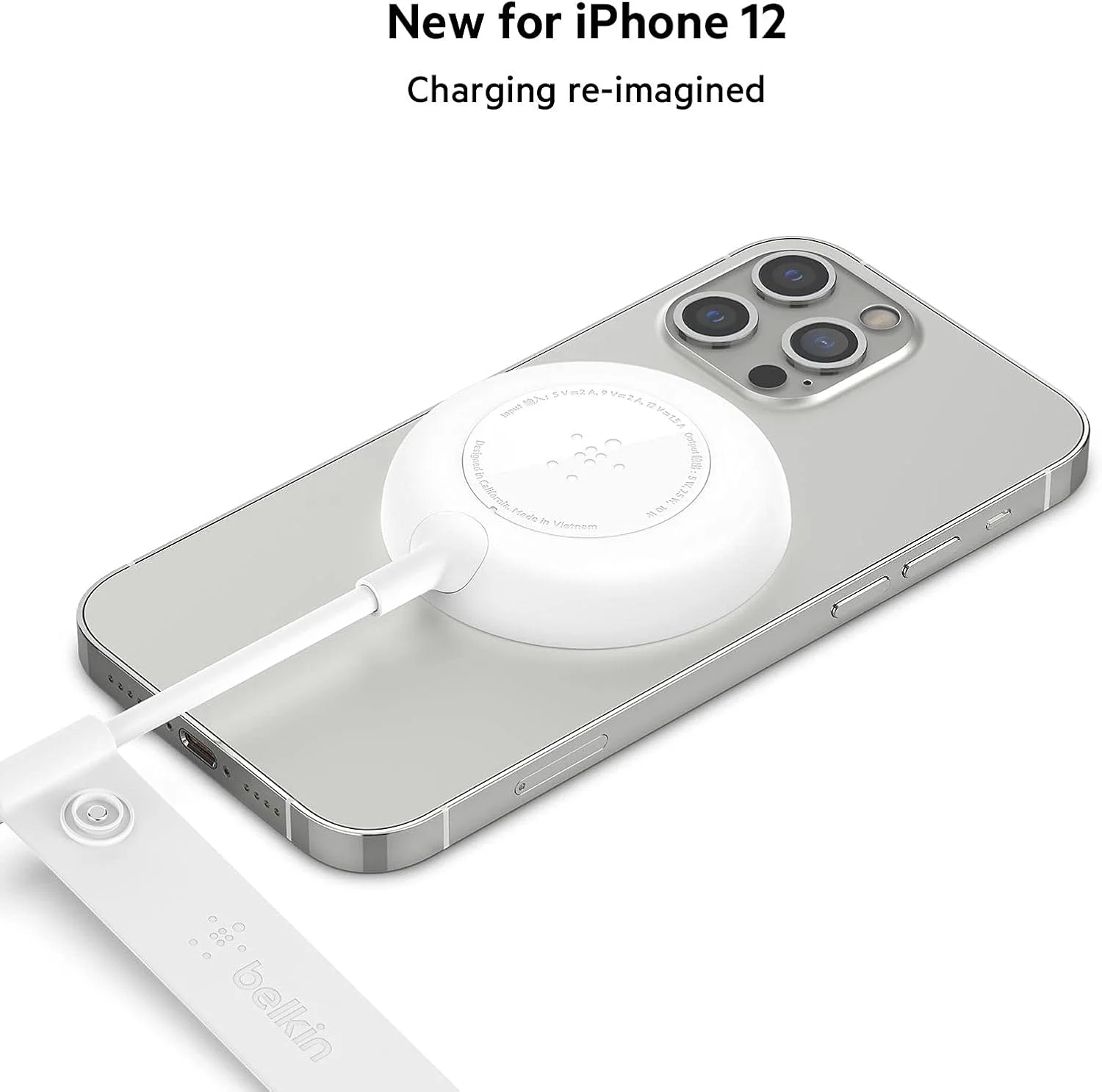 پد شارژ بیسیم مغناطیسی بلکین MagSafe (برای سری آیفون ۱۴، ۱۳ و ۱۲ و سایر دستگاههای دارای MagSafe، آداپتور برق شامل نمیشود) - سفید پد شارژ بیسیم مغناطیسی بلکین MagSafe (برای سری آیفون ۱۴، ۱۳ و ۱۲ و سایر دستگاههای دارای MagSafe، آداپتور برق شامل نمیشود) - سفید