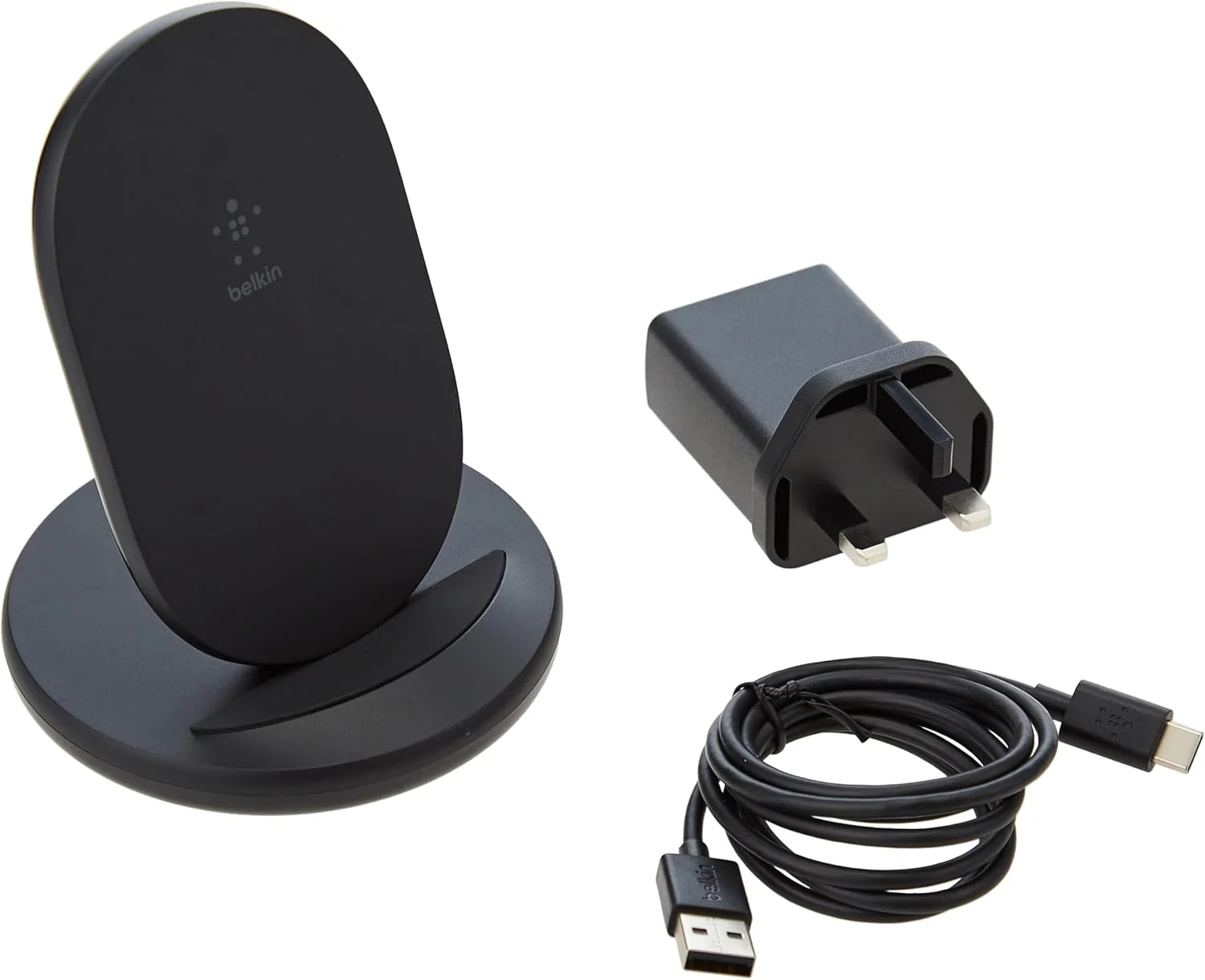 پایه شارژ بی‌سیم 15 واتی بلکین BoostCharge (شارژر بی‌سیم سریع Qi برای آیفون، سامسونگ، پیکسل و غیره) - مشکی