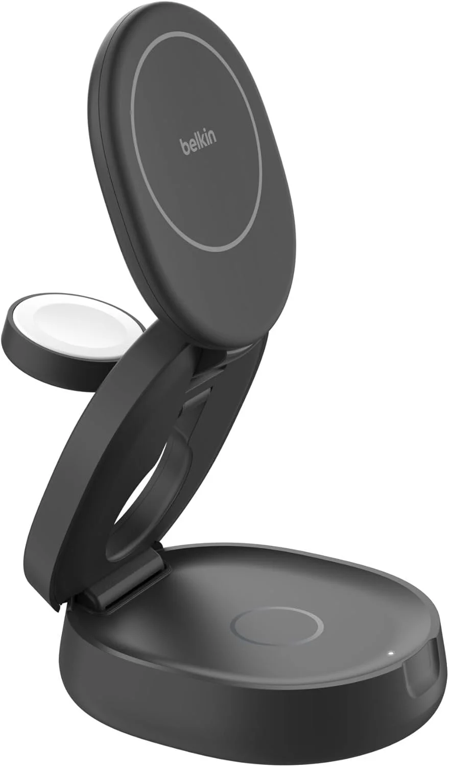 پایه شارژ بی‌سیم تاشو 3 در 1 بلکین سازگار با MagSafe، شارژ 15 واتی Qi2 برای آیفون 16، اپل واچ و ایرپادز، به همراه آداپتور 36 واتی، مشکی