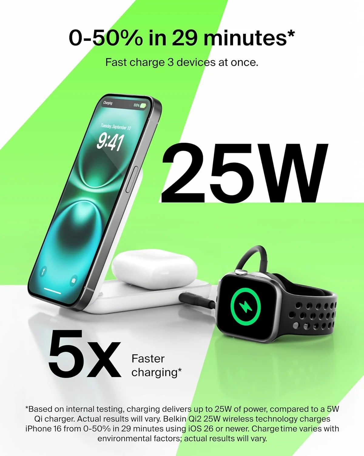 پایه شارژر مغناطیسی 2 در 1 بلکین سازگار با MagSafe، ایستگاه شارژ، شارژر بیسیم مغناطیسی 25 واتی Qi2.2، پایه تاشو، با پورت USB-C 5 واتی، برای آیفون 17/16/15، پیکسل 10، ایرپادز (آداپتور 45 واتی موجود است) پایه شارژر مغناطیسی 2 در 1 بلکین سازگار با MagSafe، ایستگاه شارژ، شارژر بیسیم مغناطیسی 25 واتی Qi2.2، پایه تاشو، با پورت USB-C 5 واتی، برای آیفون 17/16/15، پیکسل 10، ایرپادز (آداپتور 45 واتی موجود است)