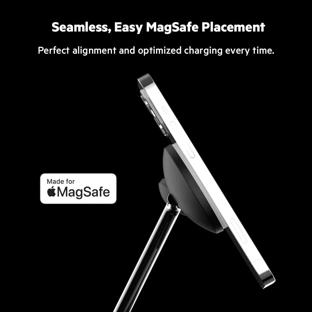 شارژر بی‌سیم 3 در 1 Belkin BoostCharge PRO با MagSafe برای آیفون 16، آیفون 15، 14، 13 و 12 + اپل واچ + ایرپادز (شارژ مغناطیسی مدل‌های آیفون 16، آیفون 15، 14، 13 و 12 تا 15 وات)