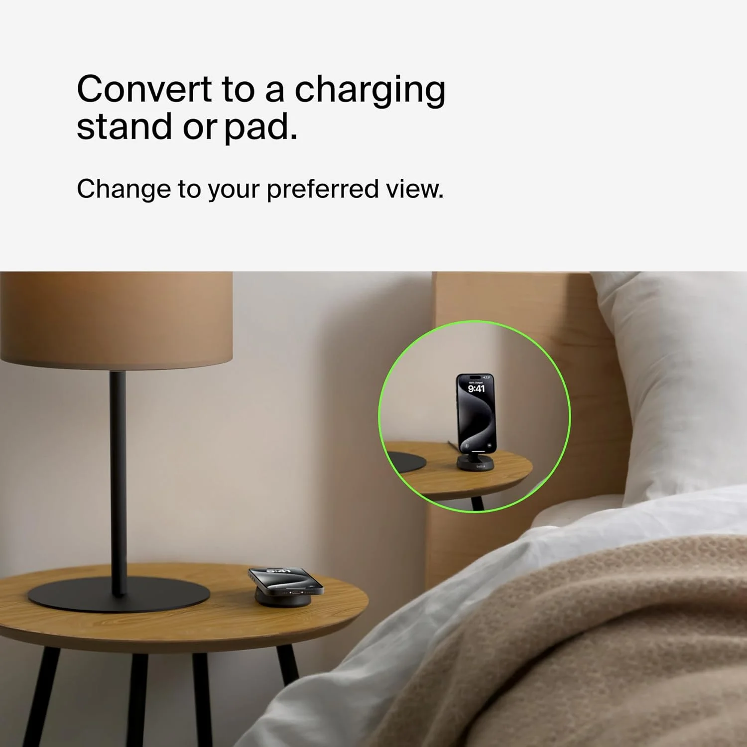 پایه شارژ مغناطیسی تبدیل‌شدنی بلکین BoostCharge Pro با توان 15 وات و سازگار با MagSafe، دارای گواهینامه Qi2، شارژر بی‌سیم برای سری Apple iPhone 15، Airpods Pro و غیره، بدون منبع تغذیه - مشکی (بسته 2 عددی)