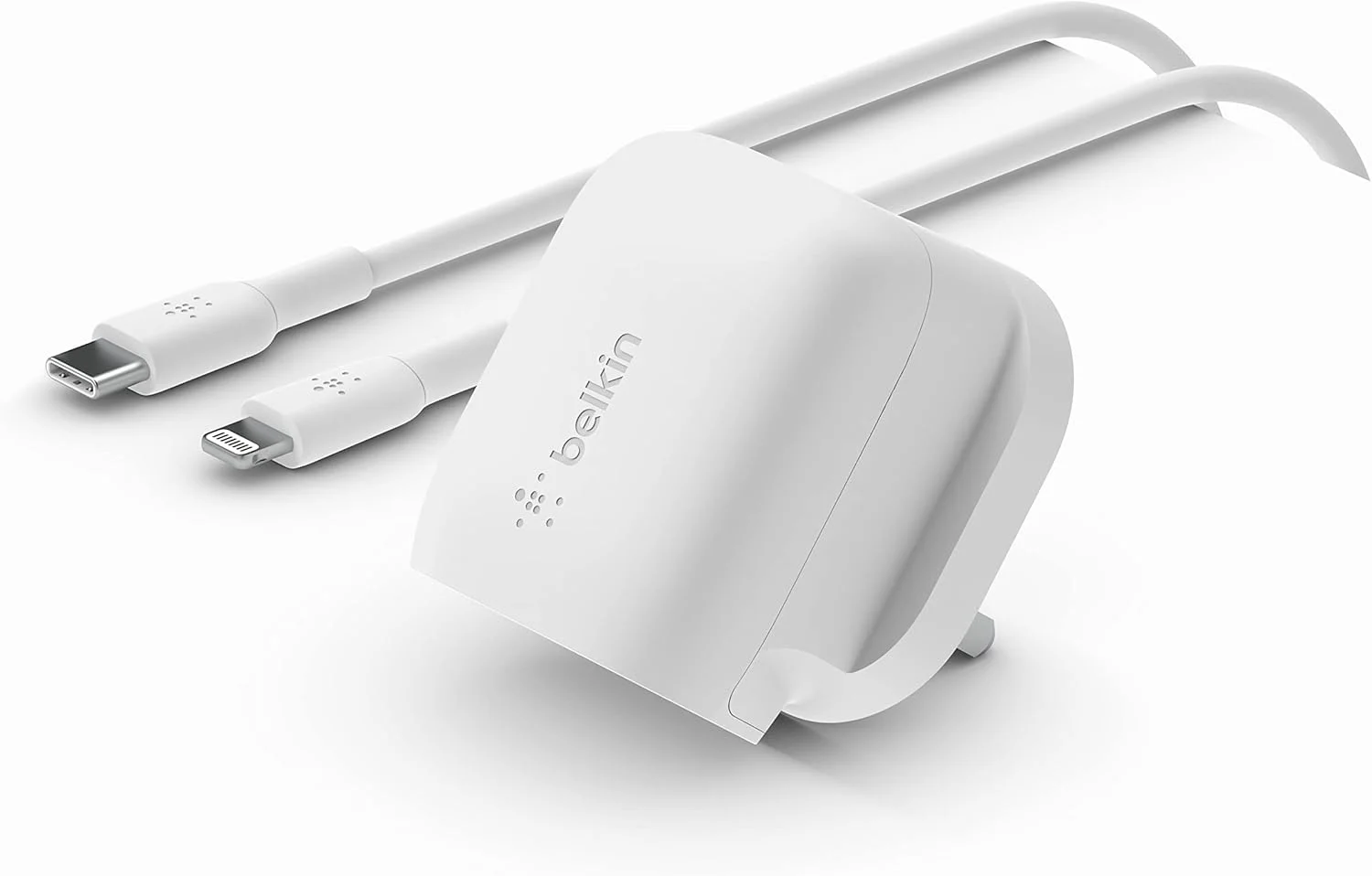 شارژر دیواری سریع 20 واتی USB-C Belkin با کابل لایتنینگ، دارای گواهی PD 3.1 PPS و طراحی اندازه مسافرتی برای آیفون 14، پرو، مکس، مینی، آیپد، گلکسی، پیکسل و غیره
