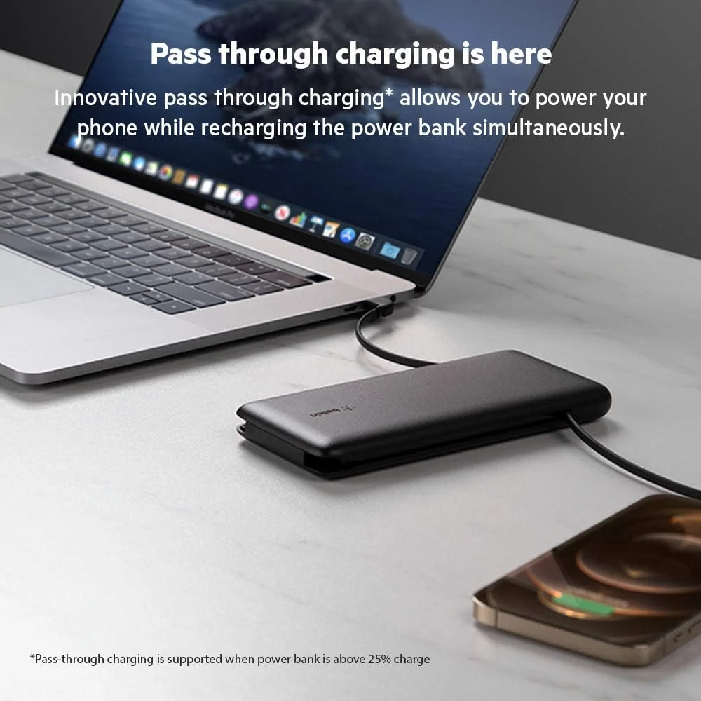 شارژر همراه 10000 میلی آمپر ساعتی بلکین Boostcharge Plus (دارای کابل لایتنینگ (Mfi) و کابل USB-C یکپارچه و درگاه شارژ USB-C اضافی) - مشکی شارژر همراه 10000 میلی آمپر ساعتی بلکین Boostcharge Plus (دارای کابل لایتنینگ (Mfi) و کابل USB-C یکپارچه و درگاه شارژ USB-C اضافی) - مشکی