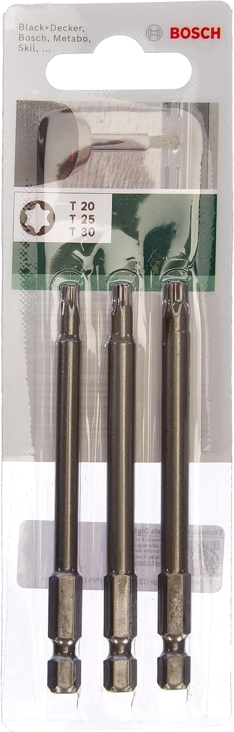 مجموعه سری پیچ گوشتی ستاره ای (Torx) بوش مدل 2609255972، کیفیت استاندارد، 89 میلی متر (3 عددی)