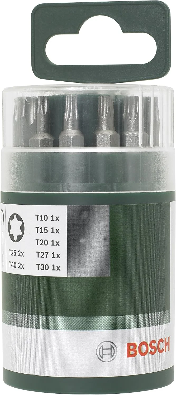 جعبه سری پیچ گوشتی ستاره ای 25 میلی متری بوش مدل 2609255976 به همراه نگهدارنده جهانی با کیفیت استاندارد (10 عددی)