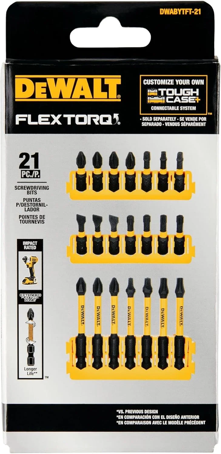 مجموعه سری پیچ گوشتی دیوالت فلکس تورک، شماره 2 فیلیپس/ شماره 8 دوسو، 21 عددی (DWABYTFT-21)