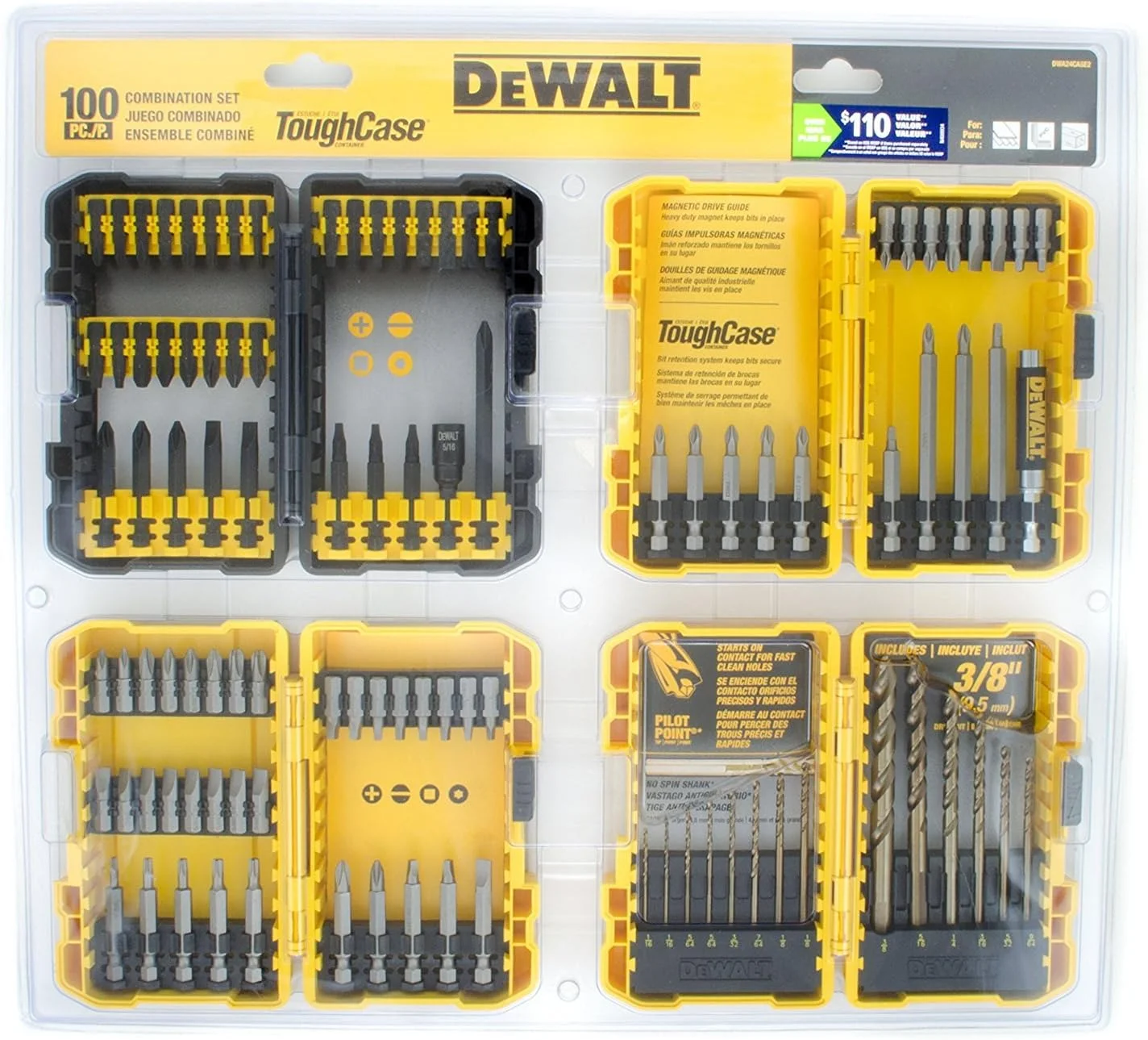 مجموعه 100 عددی سری پیچ گوشتی ضربه ای و مته DEWALT مجموعه 100 عددی سری پیچ گوشتی ضربه ای و مته DEWALT