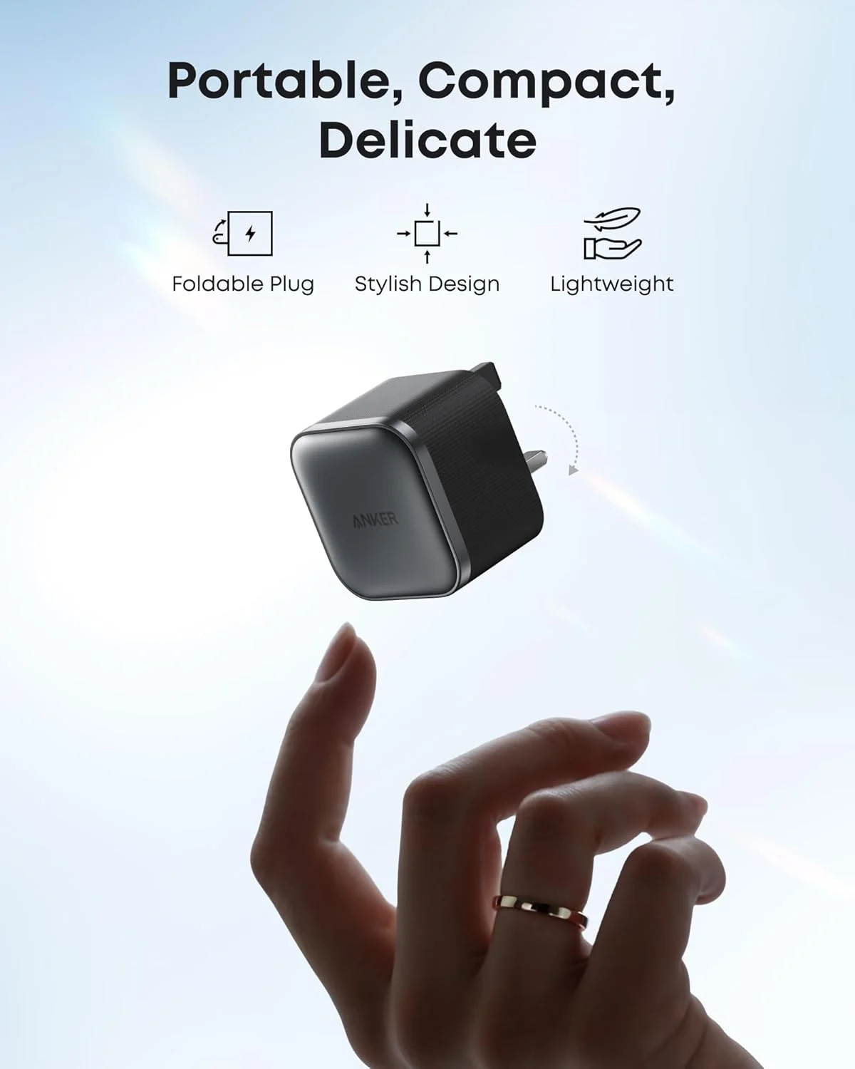 شارژر سریع 45 واتی انکر نانو Type C، دوشاخه جمع و جور و تاشو، آداپتور شارژ USB-C برای سری Samsung Galaxy S25 Ultra/S24، سری iPhone 17، MacBook، Pixel 9، iPad (شامل کابل 6 فوتی)