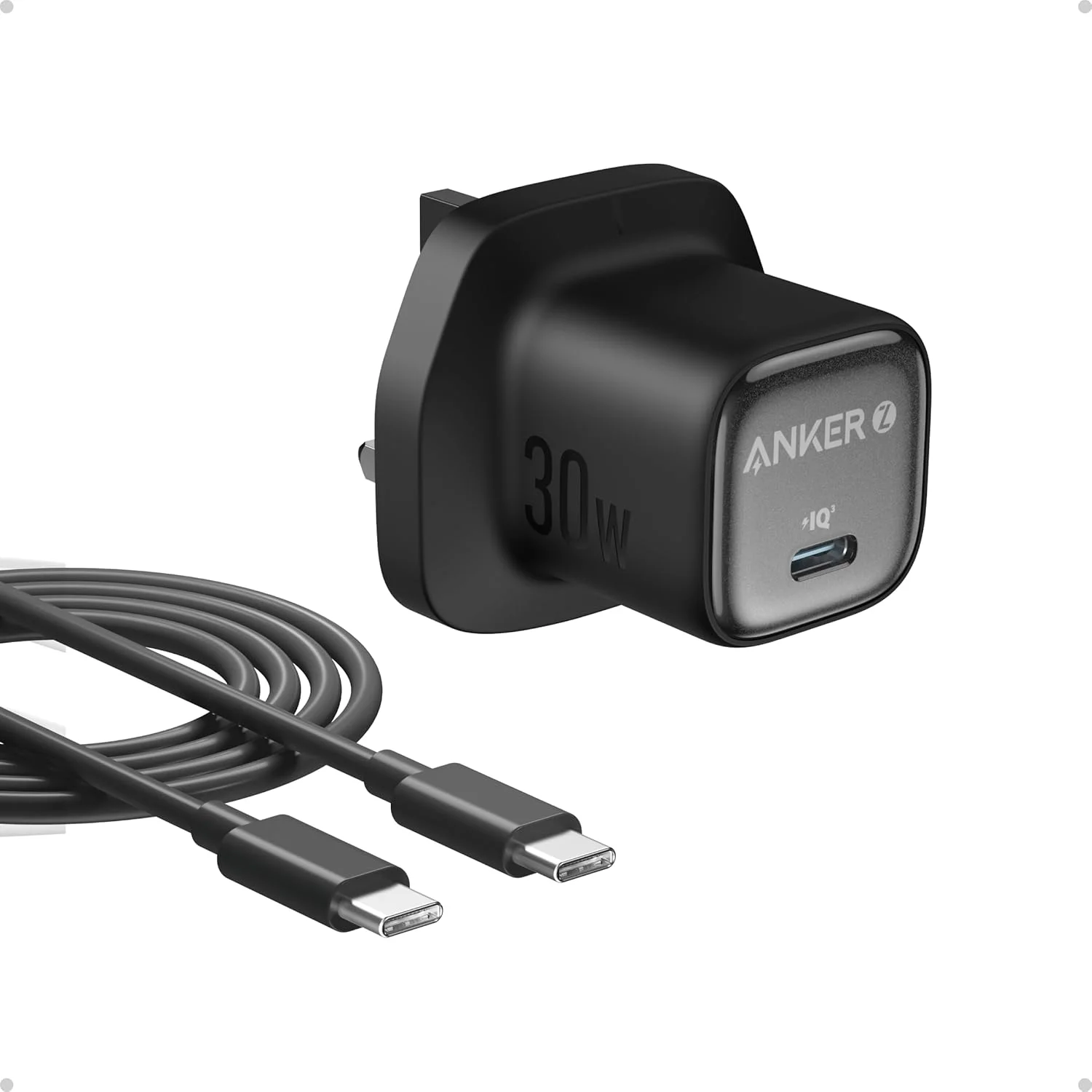 شارژر دیواری 30 واتی USB C انکر زولو، شارژر GaN USB C فشرده، کنترل دمای پیشرفته، طراحی فشرده و 3 برابر شارژ سریعتر، سازگار با آیفون، آیپد، سامسونگ، پیکسل و غیره (مشکی)