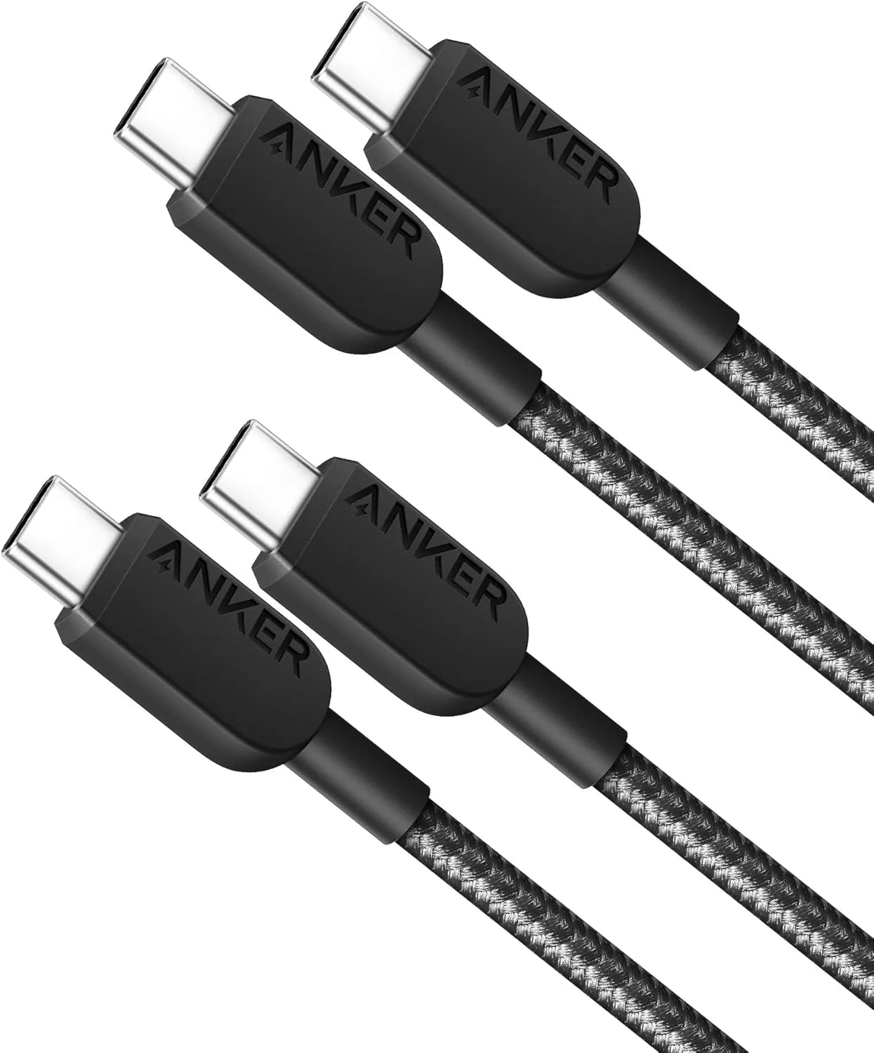 کابل USB-C به USB-C انکر، سیم شارژ سریع تایپ C (طول 90 سانتیمتر، 2 عدد) برای آیفون 17/17 پرو/17 ایر/17 پرو مکس، سری 16/15/14، آیپد، مک بوک پرو/ایر، سامسونگ، هواوی، شیائومی، ویوو، اوپو (USB 2.0، مشکی)