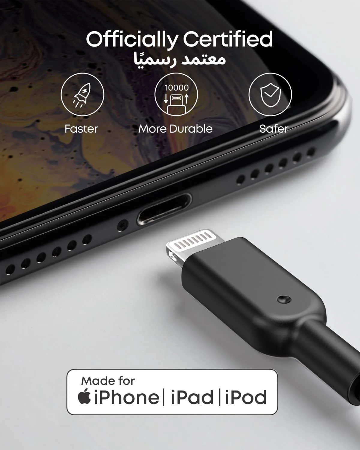 کابل لایتنینگ انکر Powerline II (طول 90 سانتیمتر)، بادوام ترین کابل دنیا، دارای گواهی MFi برای آیفون 14/14 Pro/13 Pro Max/12/11/XR/X/8/8 Plus/7/7 Plus/6/6 Plus (مشکی)