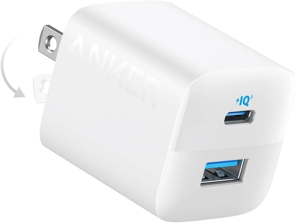 شارژر 33 واتی USB C، شارژر انکر 323، شارژر جمع و جور 2 پورت با دوشاخه تاشو برای آیفون 14/14 پلاس/14 پرو/14 پرو مکس/13/12، پیکسل، گلکسی، آیپد/آیپد مینی و غیره (کابل شامل نمی شود)