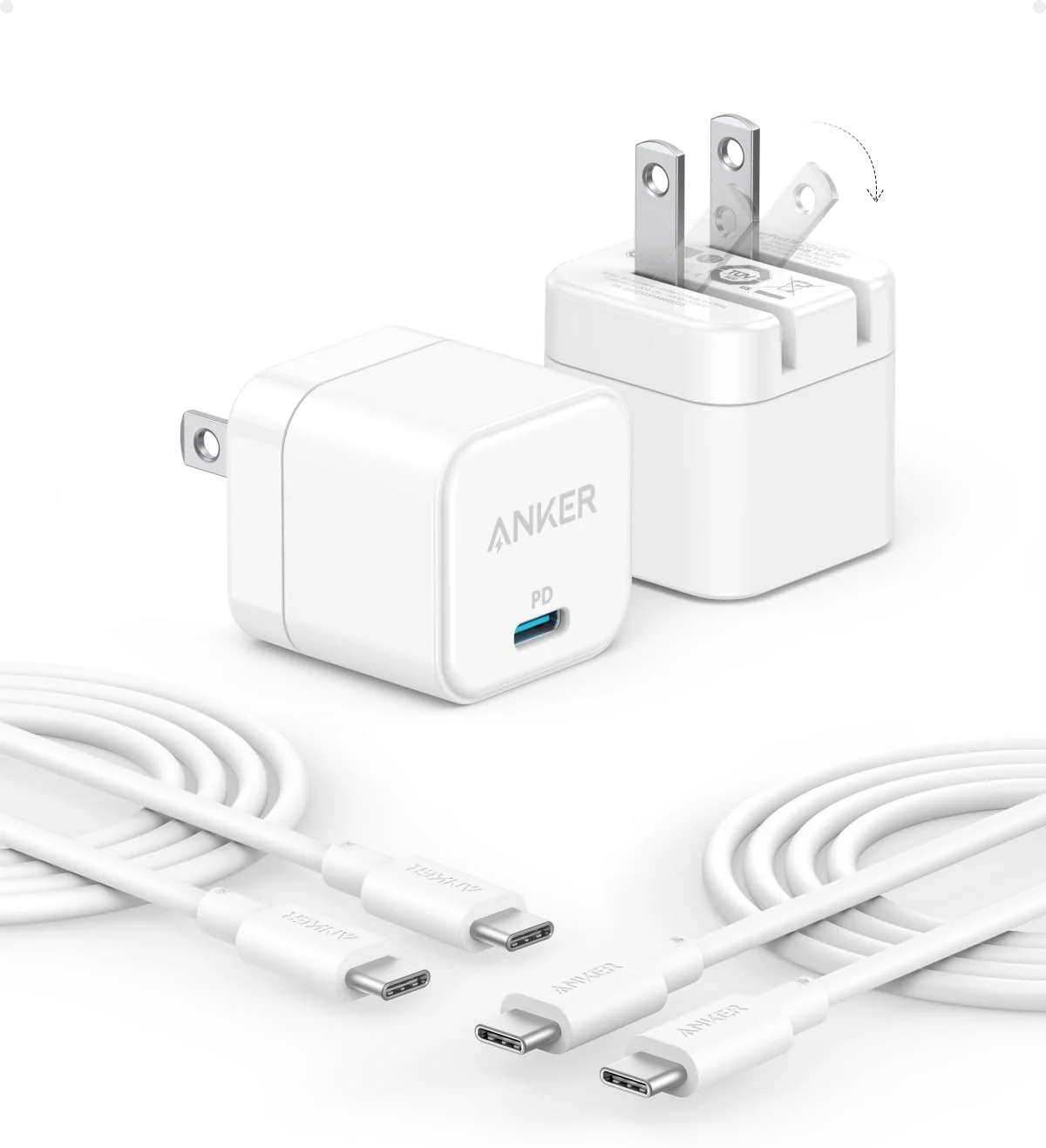 بسته 2 عددی شارژر USB C انکر به همراه کابل USB C، آداپتور شارژر 20 واتی USB C برای سری آیفون 16/15 و سایر مدل ها، گلکسی، پیکسل، آیپد (بسته 2 عددی و 2 کابل) - تصویر 2 بسته 2 عددی شارژر USB C انکر به همراه کابل USB C، آداپتور شارژر 20 واتی USB C برای سری آیفون 16/15 و سایر مدل ها، گلکسی، پیکسل، آیپد (بسته 2 عددی و 2 کابل) - تصویر 2