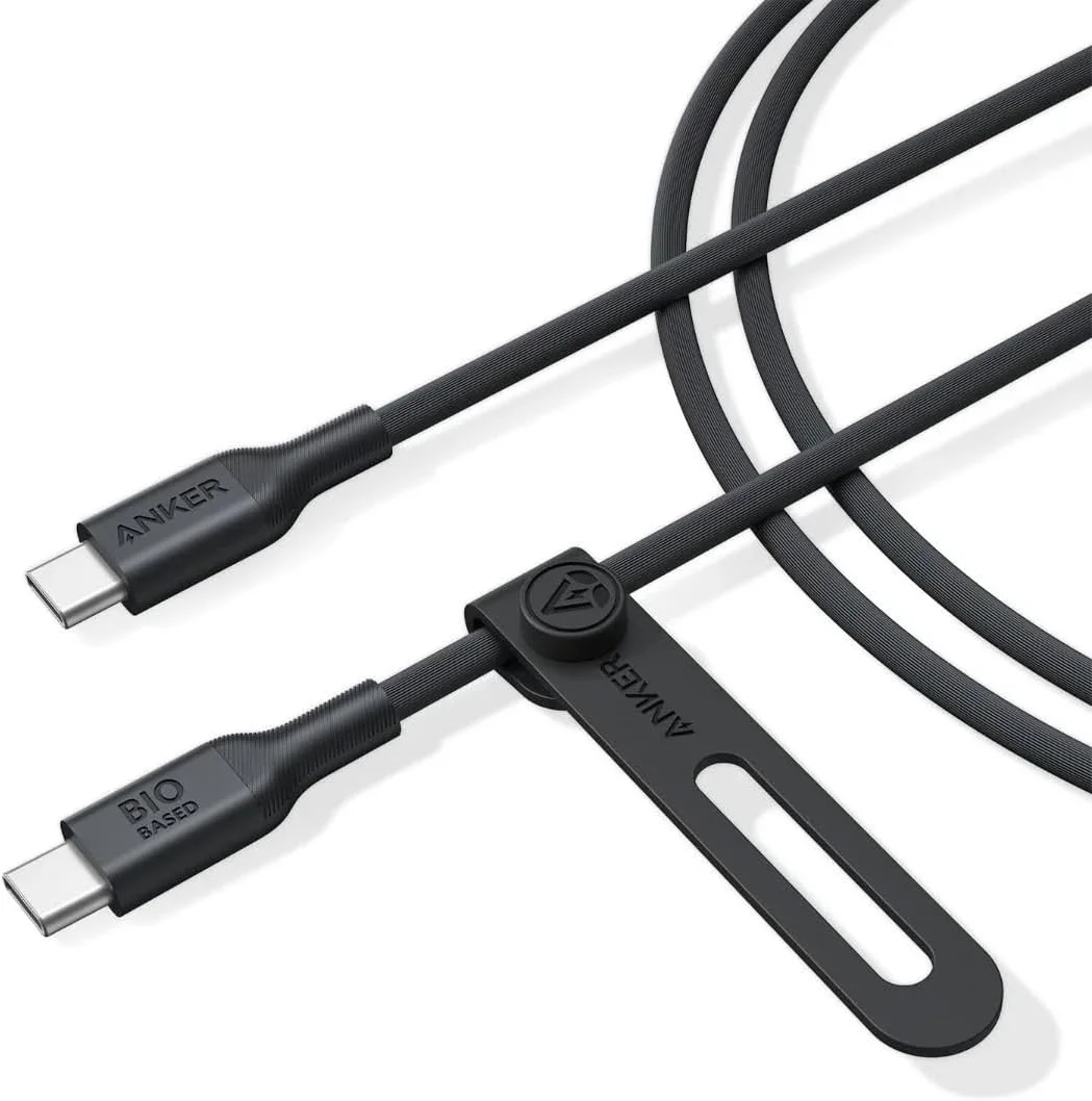 کابل USB-C به USB-C انکر 544 (100 وات، 1.8 متر)، کابل شارژ USB C سازگار با محیط زیست برای مک بوک پرو، آیپد پرو، آیپد ایر 4، تمام تبلت ها، تلفن ها، لپ تاپ ها و سایر دستگاه های USB-C - مشکی (1.8 متر، مشکی)