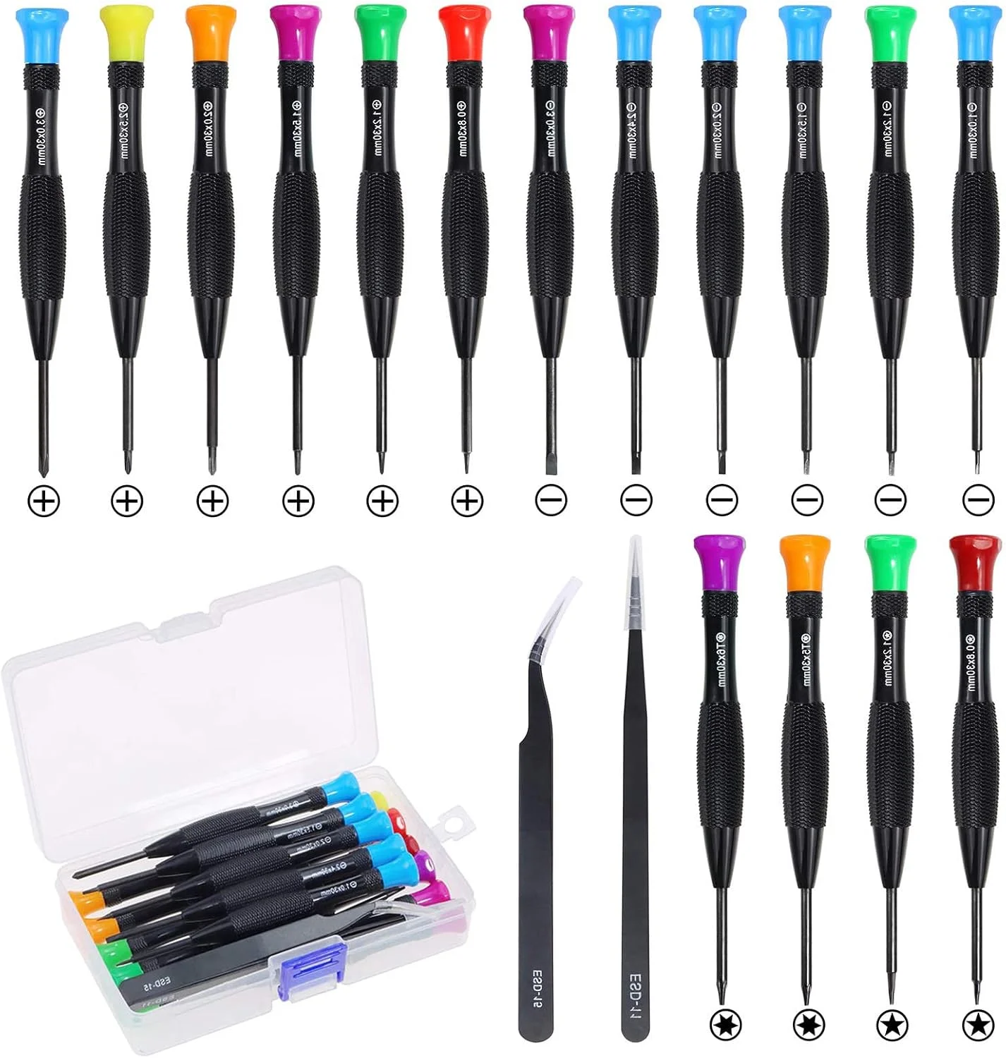 ست پیچ گوشتی دقیق KASTWAVE، مجموعه 18 عددی پیچ گوشتی مغناطیسی کوچک با سری تخت، فیلیپس، ستاره ای، موچین برای تلفن همراه، گوشی هوشمند، کنسول بازی، تبلت، کامپیوتر، ساعت ست پیچ گوشتی دقیق KASTWAVE، مجموعه 18 عددی پیچ گوشتی مغناطیسی کوچک با سری تخت، فیلیپس، ستاره ای، موچین برای تلفن همراه، گوشی هوشمند، کنسول بازی، تبلت، کامپیوتر، ساعت