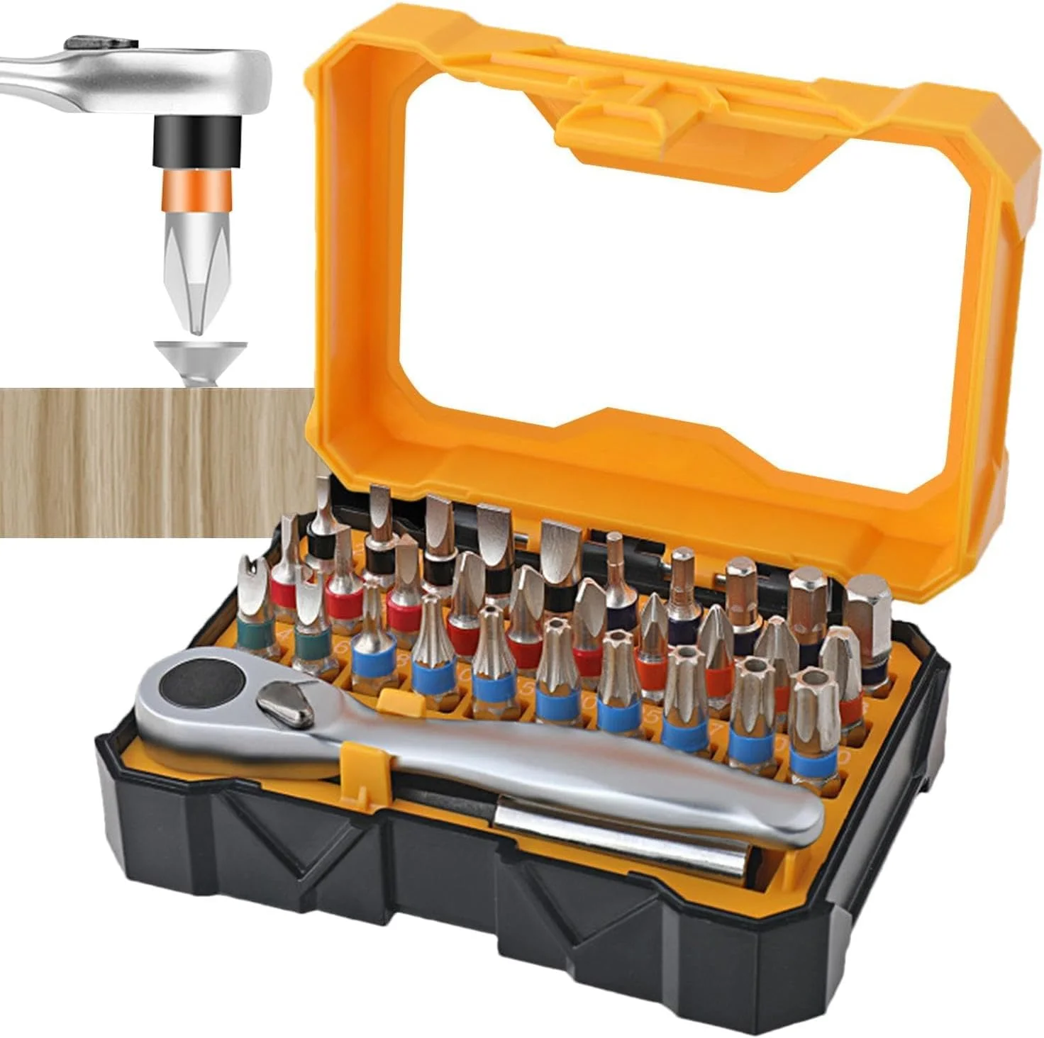 ست پیچ گوشتی جغجغه ای دقیق KASTWAVE، کیت 32 تکه با سری، طراحی جمع و جور برای فضاهای کوچک