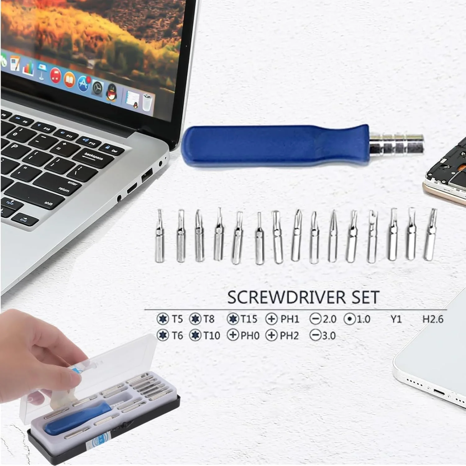 ست پیچ گوشتی دقیق قابل حمل 15 در 1 با سری های فیلیپس، تخت، تورکس و Y – مینی کیت ابزار تعمیر چند منظوره برای لوازم الکترونیکی، کامپیوتر، لپ تاپ، ساعت، عینک، تلفن و نگهداری دستگاه های کوچک ست پیچ گوشتی دقیق قابل حمل 15 در 1 با سری های فیلیپس، تخت، تورکس و Y – مینی کیت ابزار تعمیر چند منظوره برای لوازم الکترونیکی، کامپیوتر، لپ تاپ، ساعت، عینک، تلفن و نگهداری دستگاه های کوچک