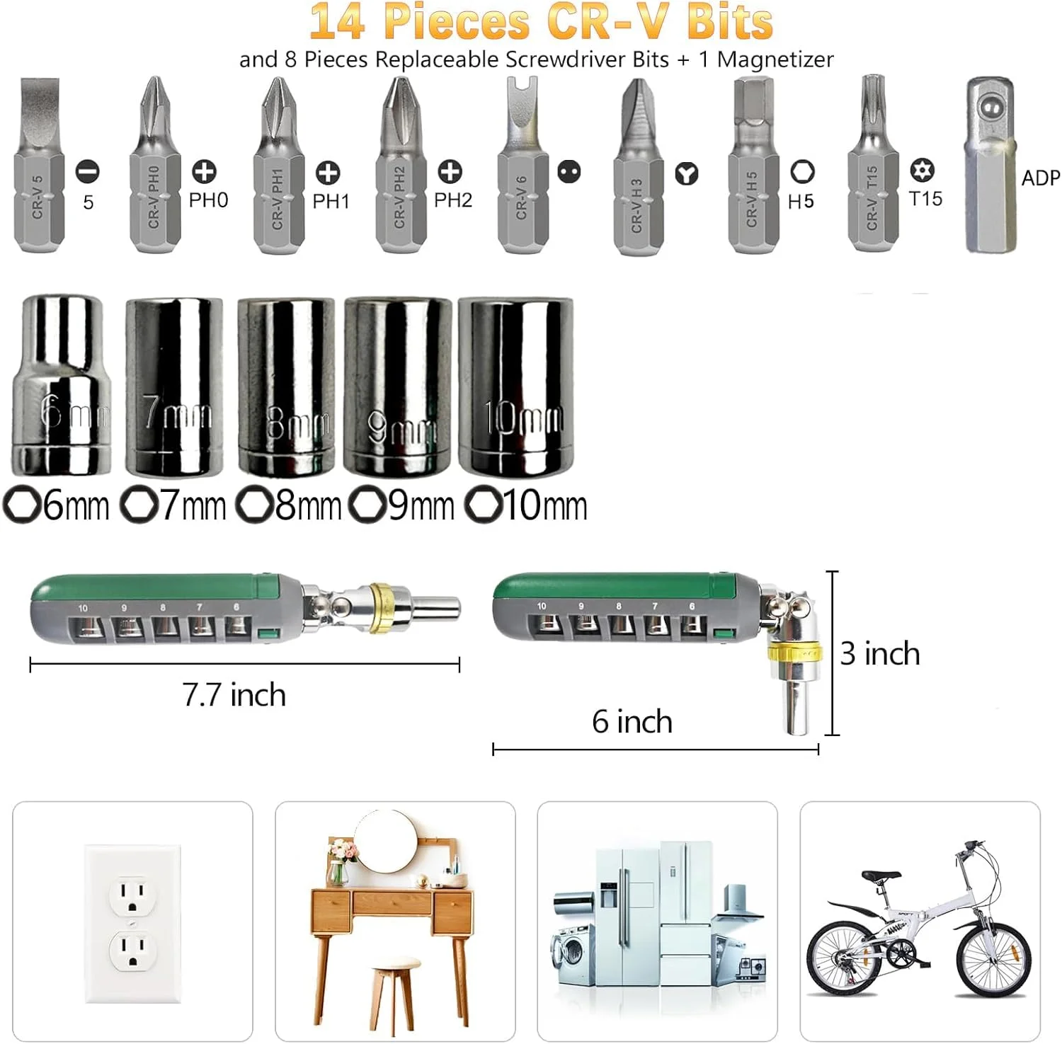 مجموعه پیچ گوشتی جغجغه ای KASTWAVE، جعبه ابزار 14 در 1، پیچ گوشتی چند منظوره با نوک مغناطیسی، زاویه قابل تنظیم 180 درجه، مجموعه پیچ گوشتی چهارسو/تخت/ستاره ای/مربعی/شش گوش، ابزار تعمیر مجموعه پیچ گوشتی جغجغه ای KASTWAVE، جعبه ابزار 14 در 1، پیچ گوشتی چند منظوره با نوک مغناطیسی، زاویه قابل تنظیم 180 درجه، مجموعه پیچ گوشتی چهارسو/تخت/ستاره ای/مربعی/شش گوش، ابزار تعمیر